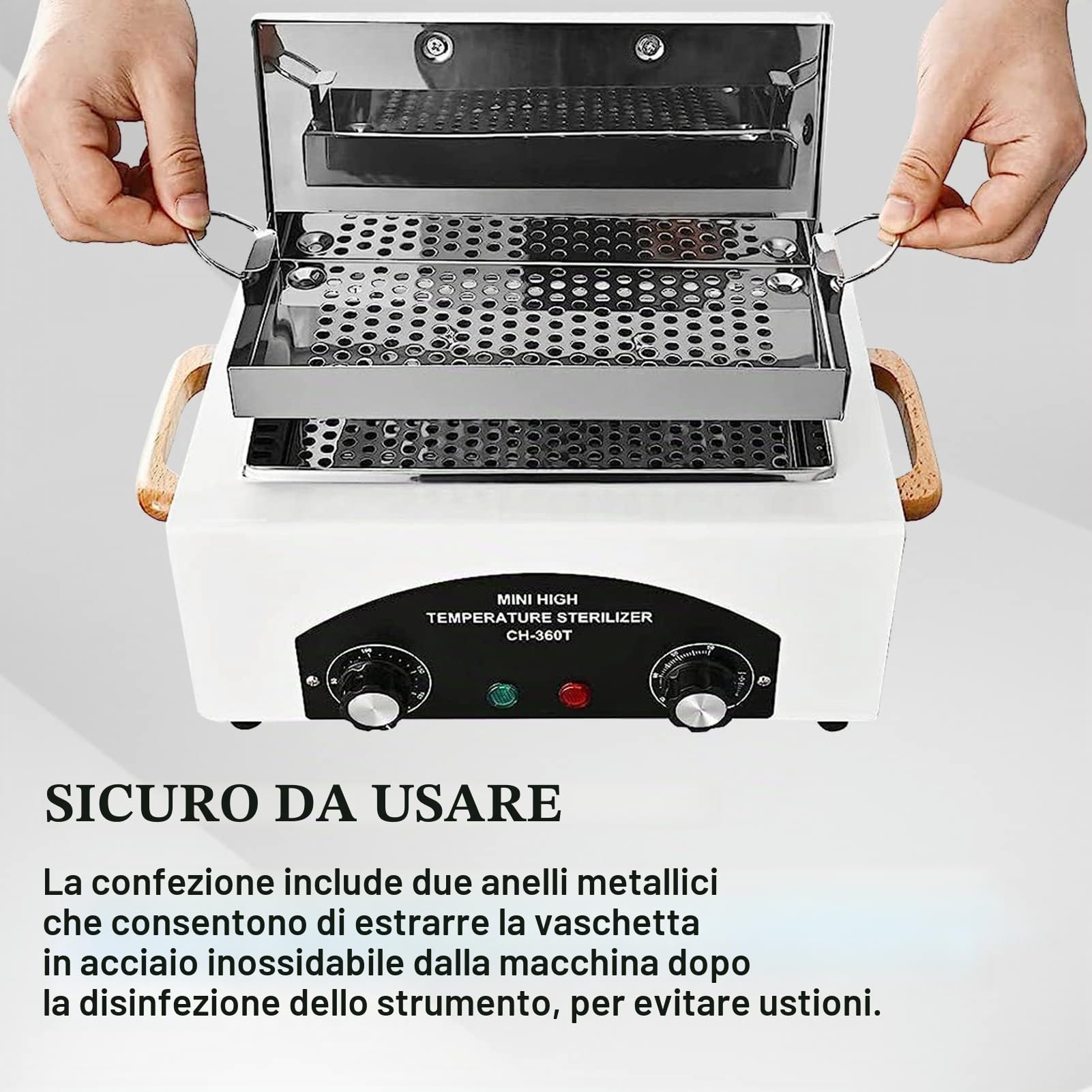 Sterilizzatore ad Aria Calda 300W, disinfezione, 220 ℃, sterilizzatore a Calore Secco, sterilizzatore ad Alta Temperatura con Timer per Cosmetici, studi dei Piedi, Parrucchiere (Bianco)
