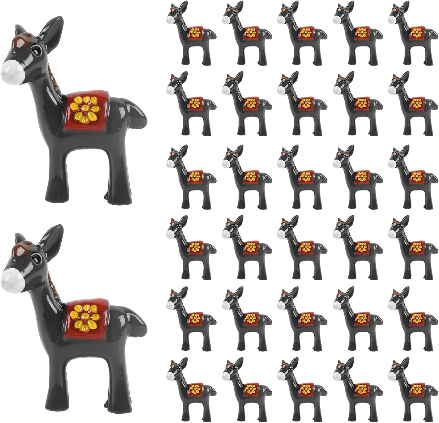 HUIANER 30PCS Miniature Donkey Mini Donkey Figures Fairy Garden Donkey Resin Donkey Figurine Moss Landscape Decoration DIY Craft Home Decor