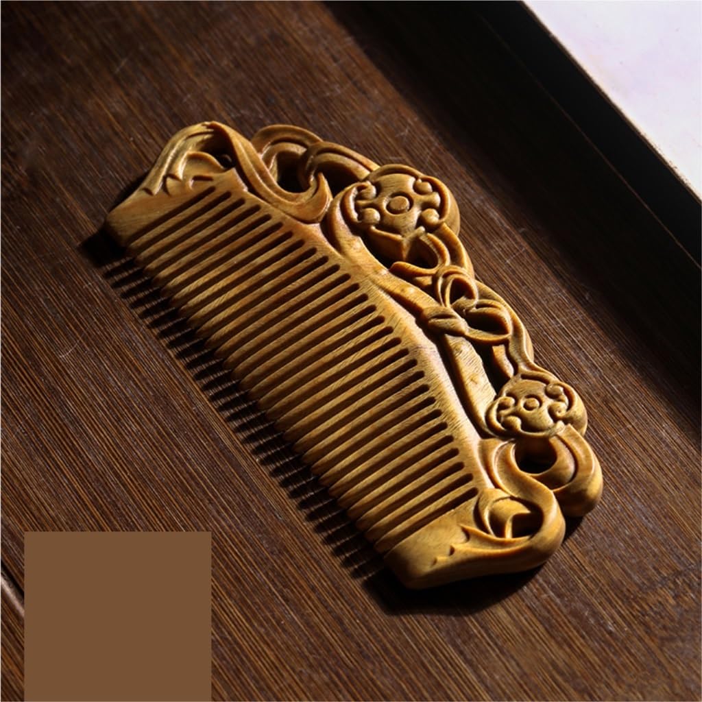 Peines para Hombres, Estilo Chino, Peine de Madera de Dientes Finos, Peine pequeño portátil, Peine para el hogar, Peine para Cabello Liso, Peine para Cabello Rizado (AA)