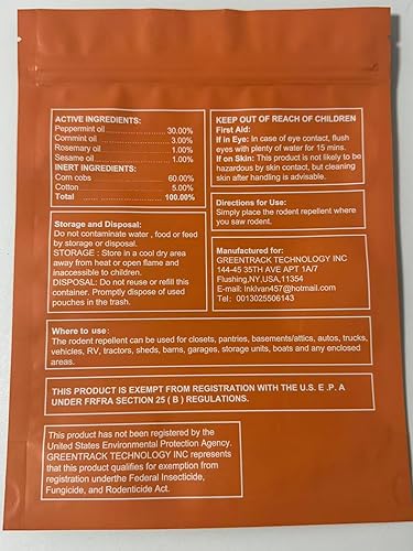 Miniatura 8 de Bolsas repelentes de roedores, repelente de roedores para motores de automóvil, repelente de ratones en interiores, repelente de ratones de menta,