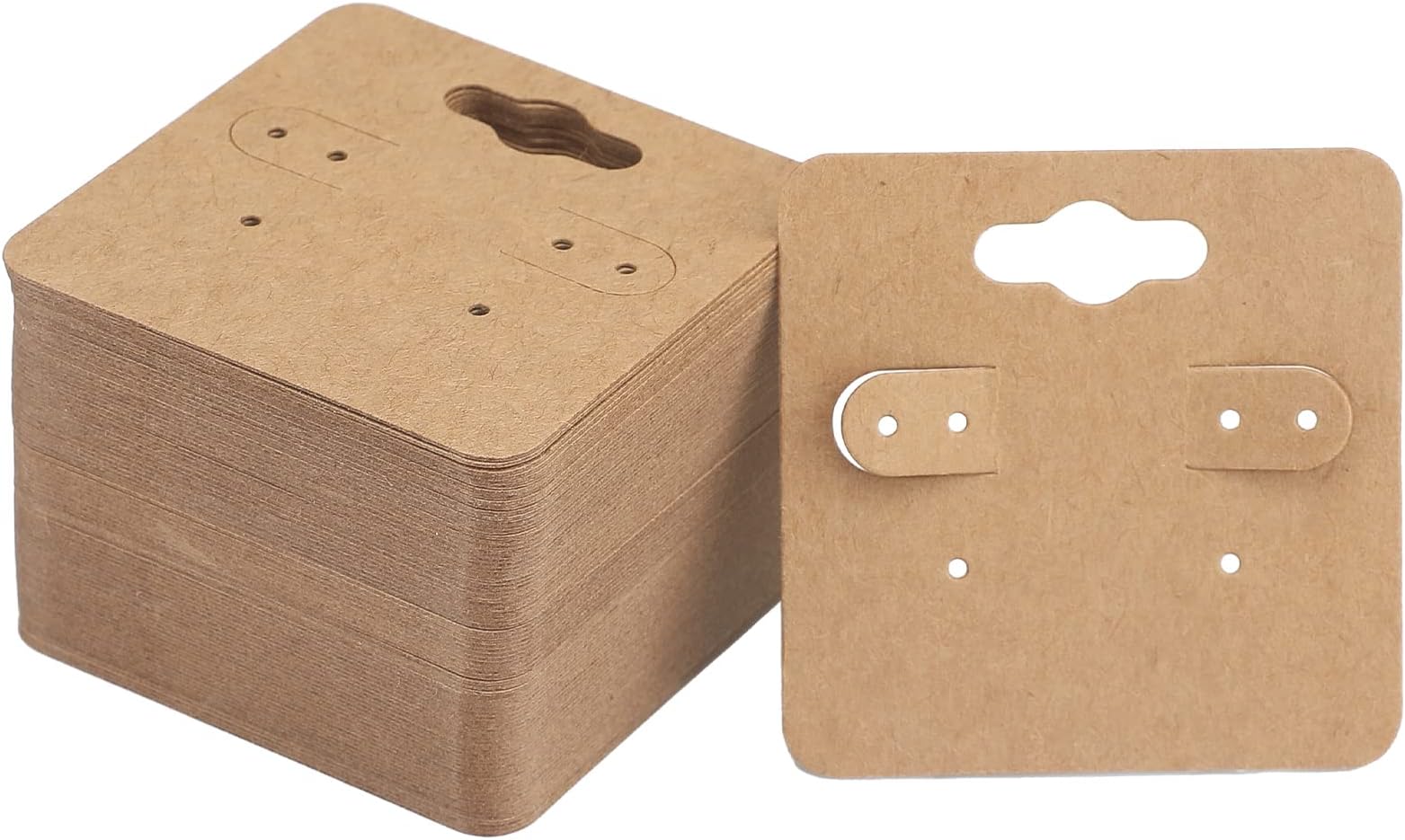 joycraft 100Pcs Earring Display Holder Cards, 2 Inch Brown Earring Hanging Cards, Blank Kraft Paper Jewelry Tags with 6 Holes for Selling, Jewelry DIY Crafts, Retail