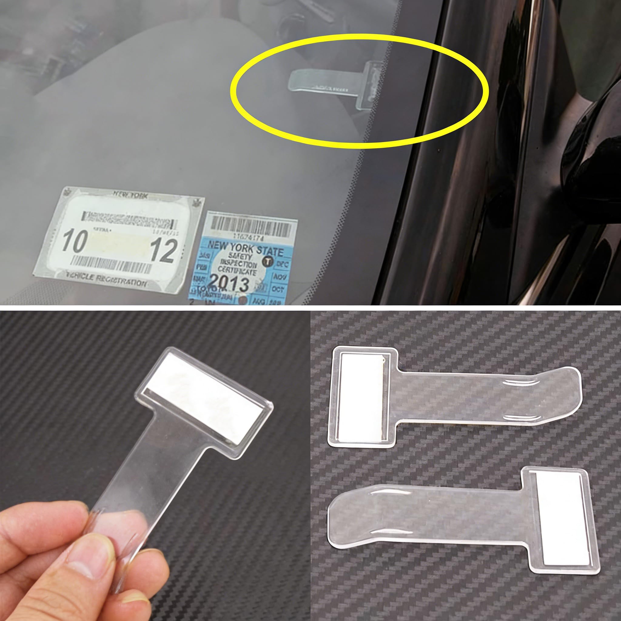 4 Piezas Clips Adhesivos para Tickets, Soporte de Parches para Parabrisas, Porta Tickets para Coche, Soporte para Tarjetas y Documentos Adhesivo