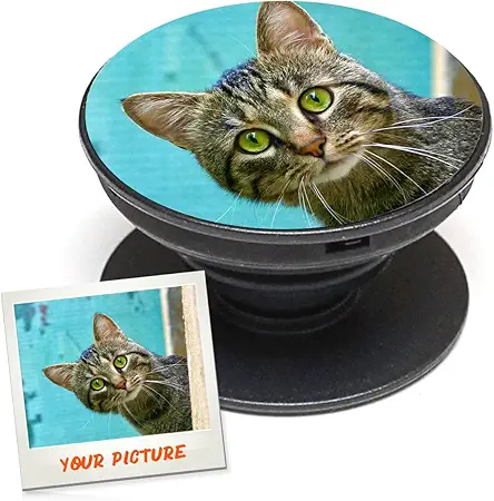 Custom Phone Grip Black Your Own Photo Initials...