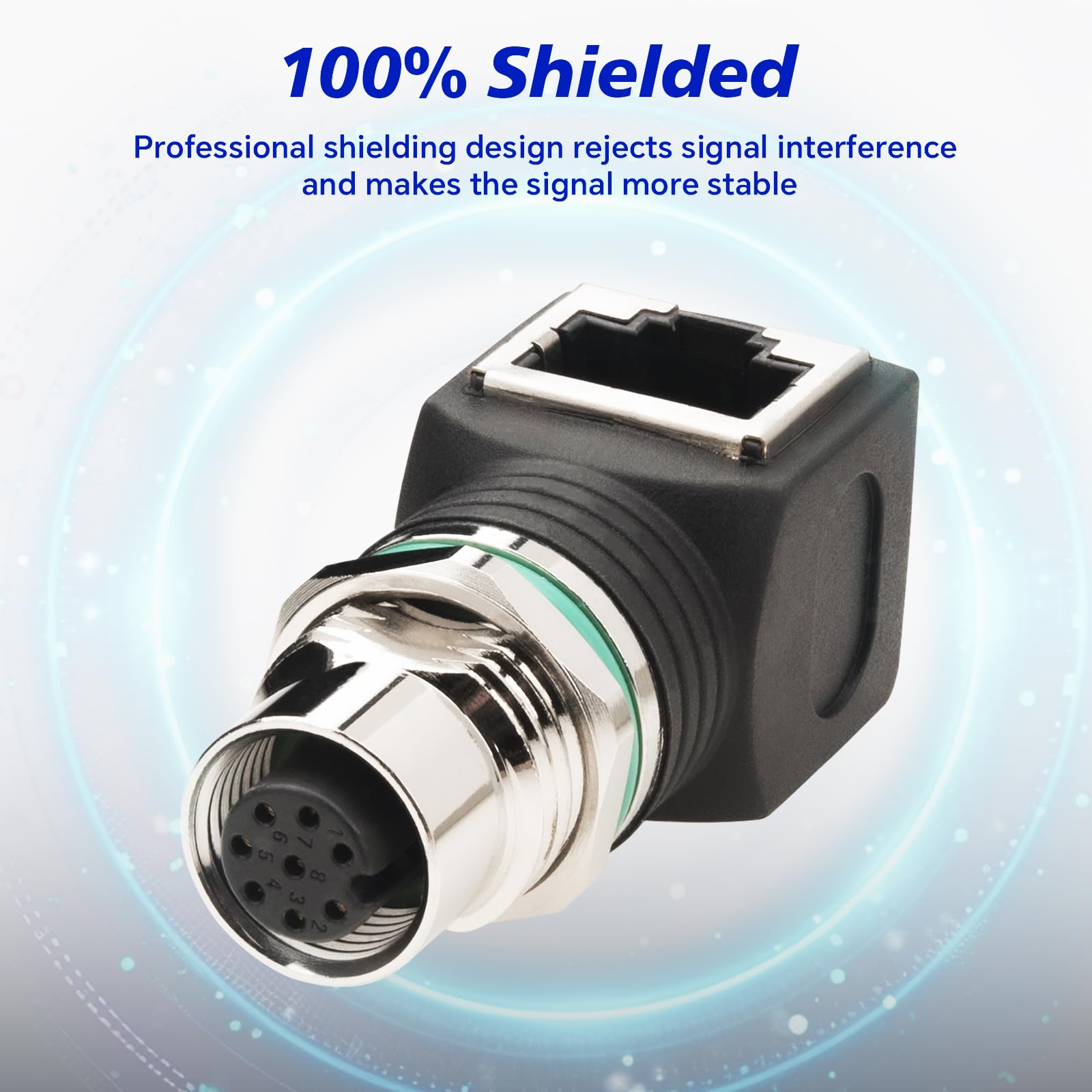 Lonlonty Industrial Ethernet Adapter, RJ45 to M12 8-Pin Female, IP67 Waterproof & Shielded, 10Gb/s, Cat6/Cat5 Network - Image 3