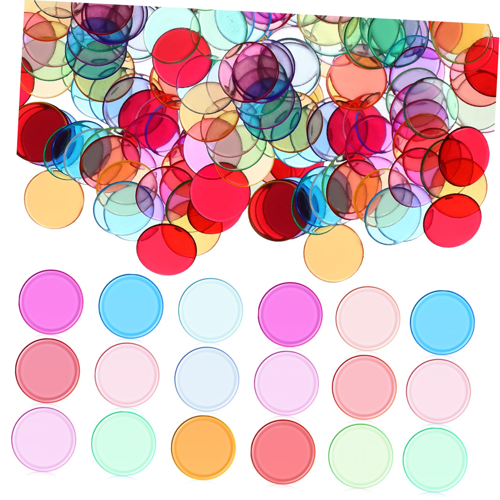 KONTONTY 300Pcs Transparent Bingo Chips Round Markers for Counting Games Educational Use and Bingo Cards for Teaching Math Practice and Entertainment Activities