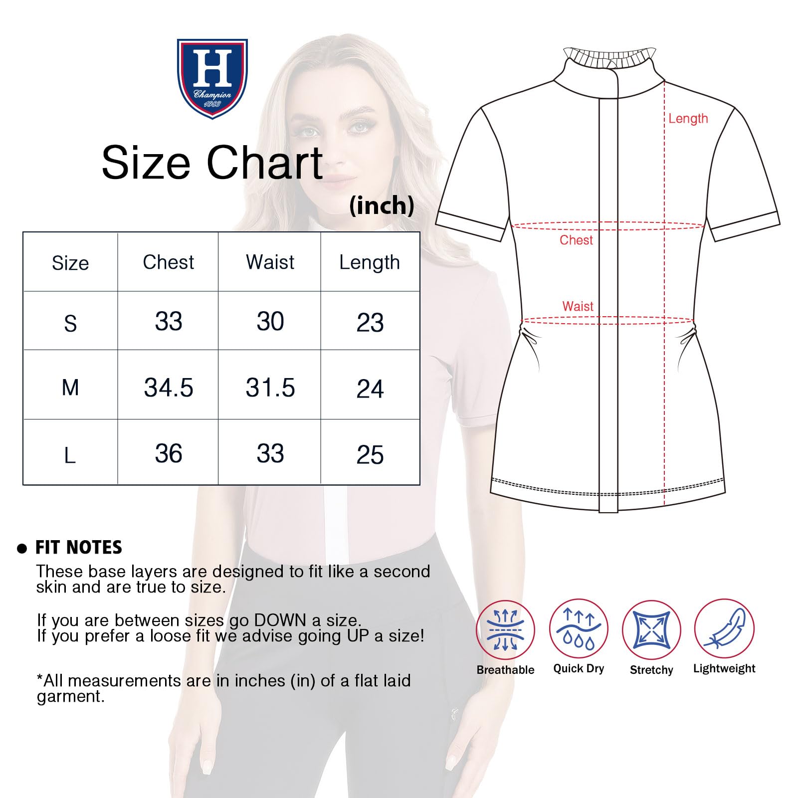 Harrison Howard Camiseta de equitación de manga corta para mujer