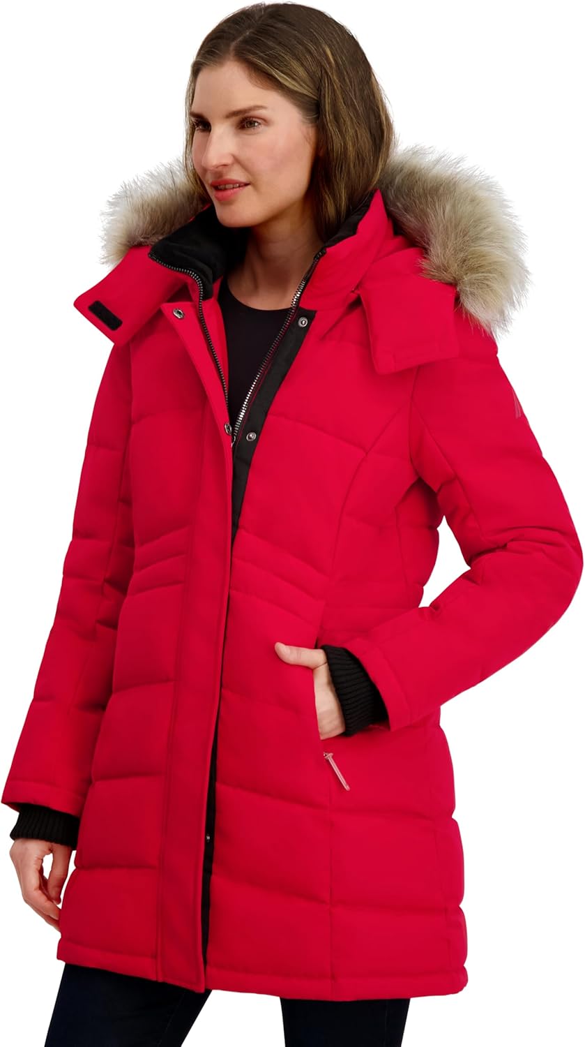 Nautica Women's Mist Heavyweight Winter Coat– Puffer Jacket With Detachable Faux Fur Hood