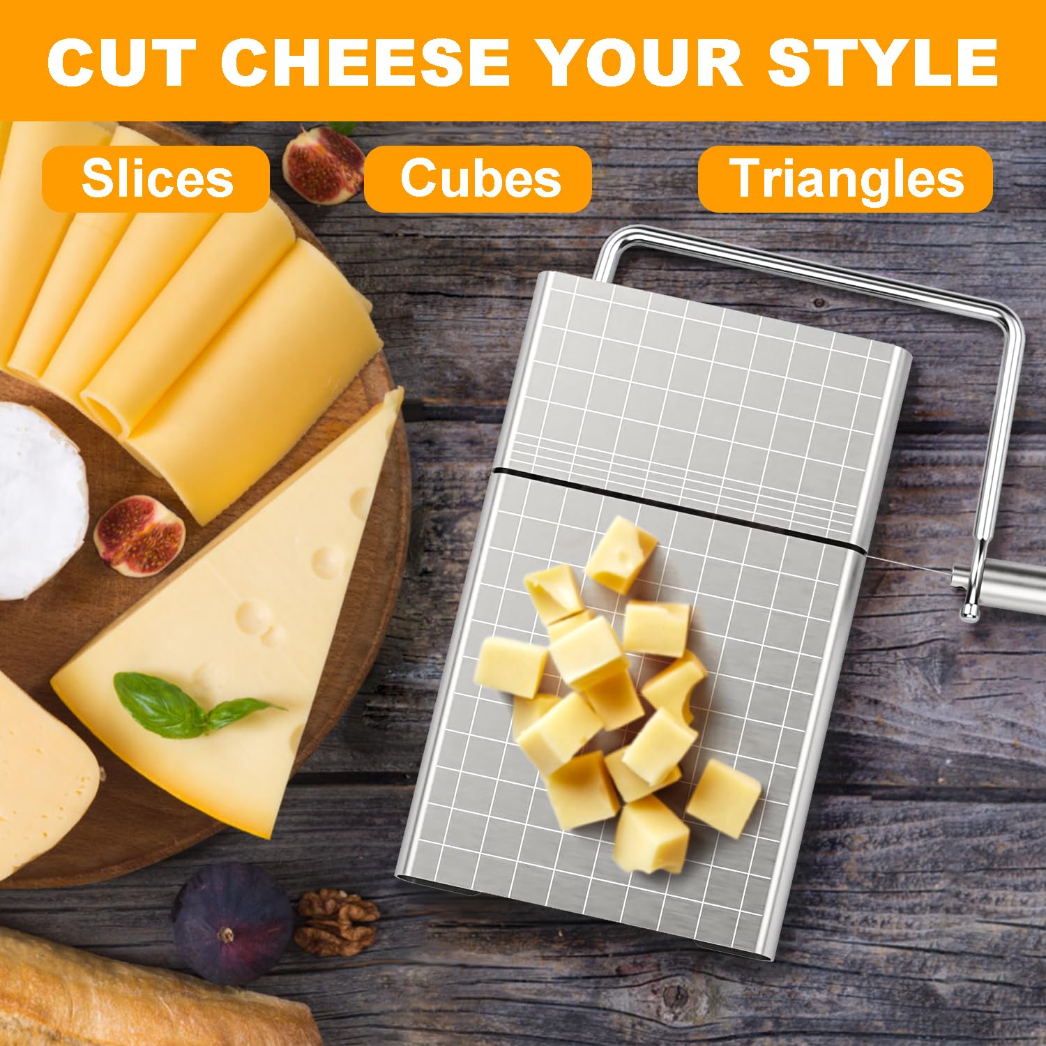 Snapklik.com : Cheese Slicer Cutter With10 Replacement Wires, Stainless ...