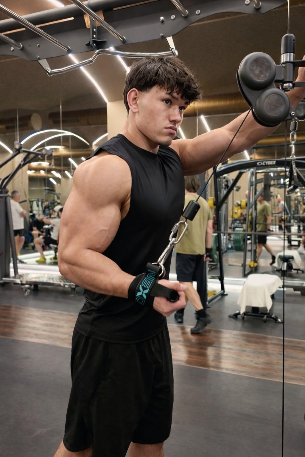 NEXON Precision Strap – Sangle de poignet avec poignée pour traction de câble | Levage latéral, biceps, triceps | réglable, rembourré, anneau en D