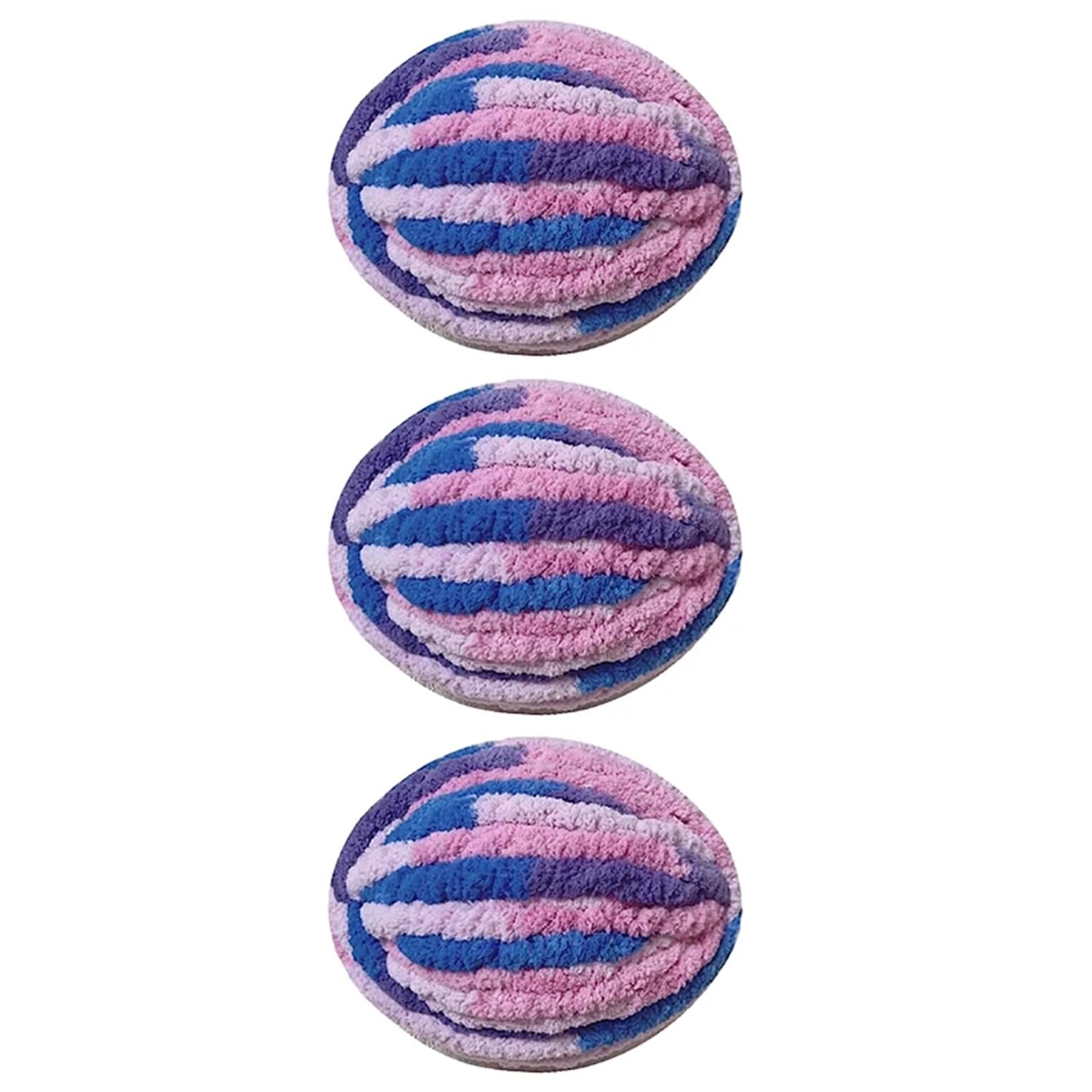 Lana Gruesa Set de 3 piezas hilo grueso chenilla como el terciopelo, ideal for tejer gorros, muñecas, guantes y mantas a bajo precio(20 Blue and Pink)