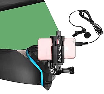 SUBTON® Helmet Head Belt/Strap Chin Mount for Mobile & Camera MotoVlogging with 3.5mm Jack Collar Mic for Audio|Compatible with All Teens & Adult Age Group (Chin Mount+Knob Mobile Bracket + Mic)