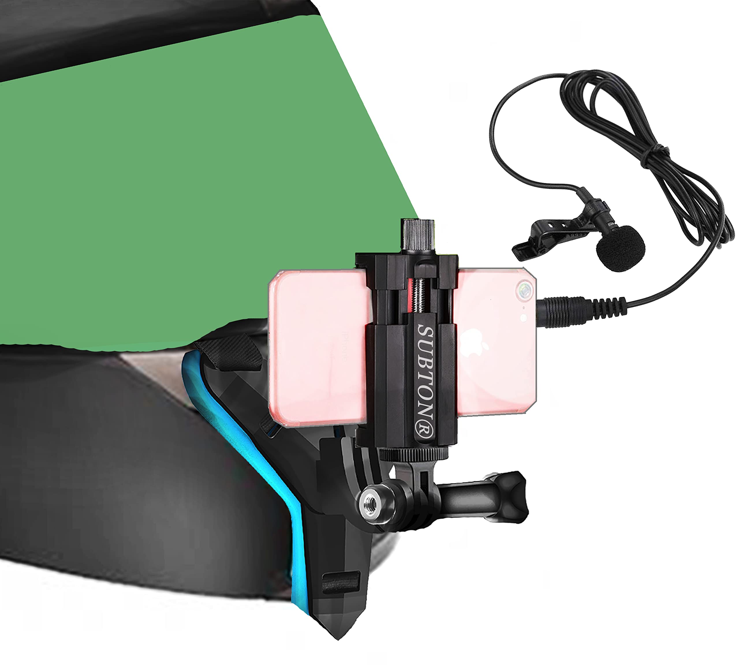 SUBTON® Helmet Head Belt/Strap Chin Mount for Mobile & Camera MotoVlogging with 3.5mm Jack Collar Mic for Audio|Compatible with All Teens & Adult Age Group (Chin Mount+Knob Mobile Bracket + Mic)-picture-23