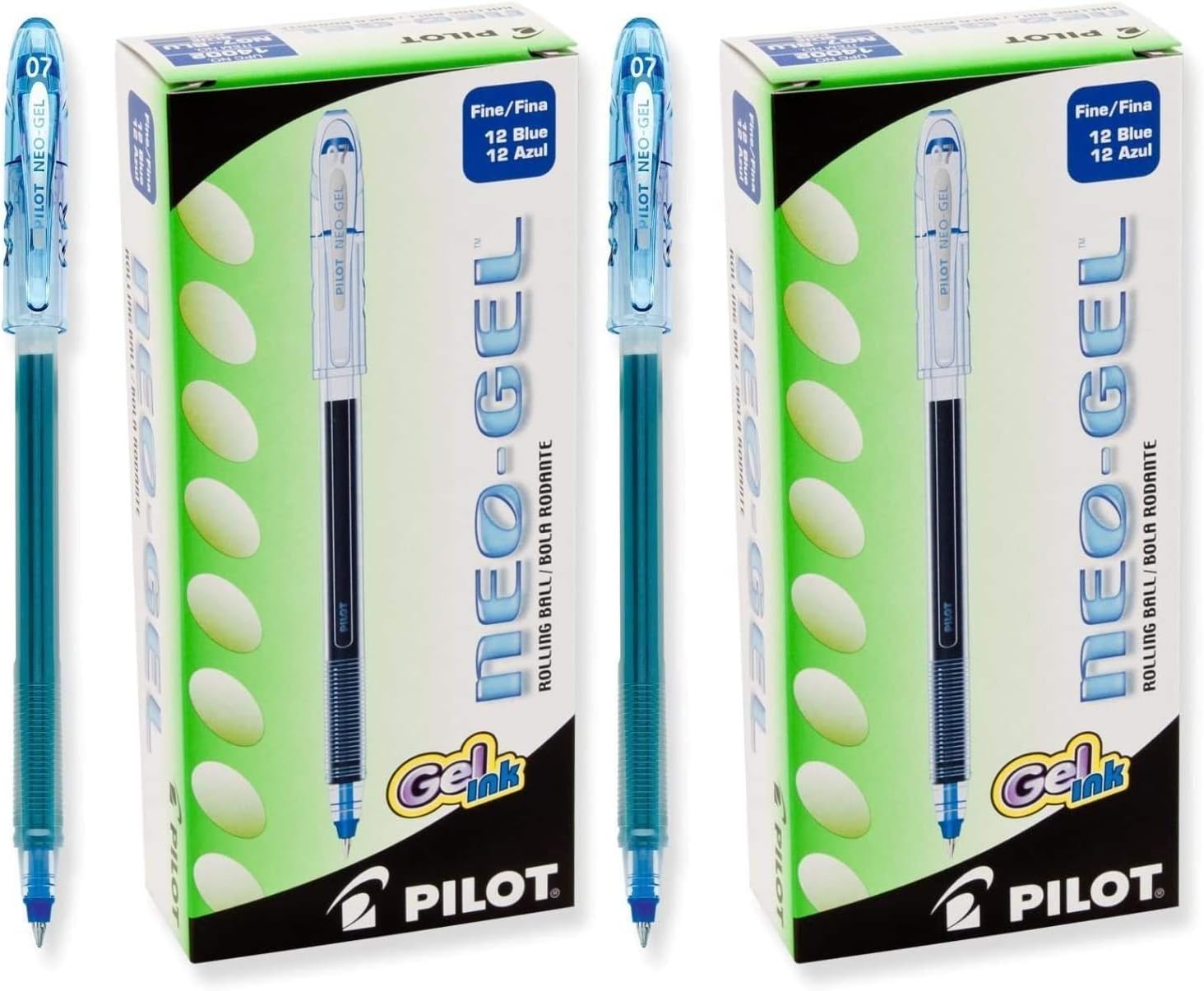 Neo-Gel Roller Ball Stick Pens, Blue Ink, Fine Point, 12 Count (14002) - 2 Pack