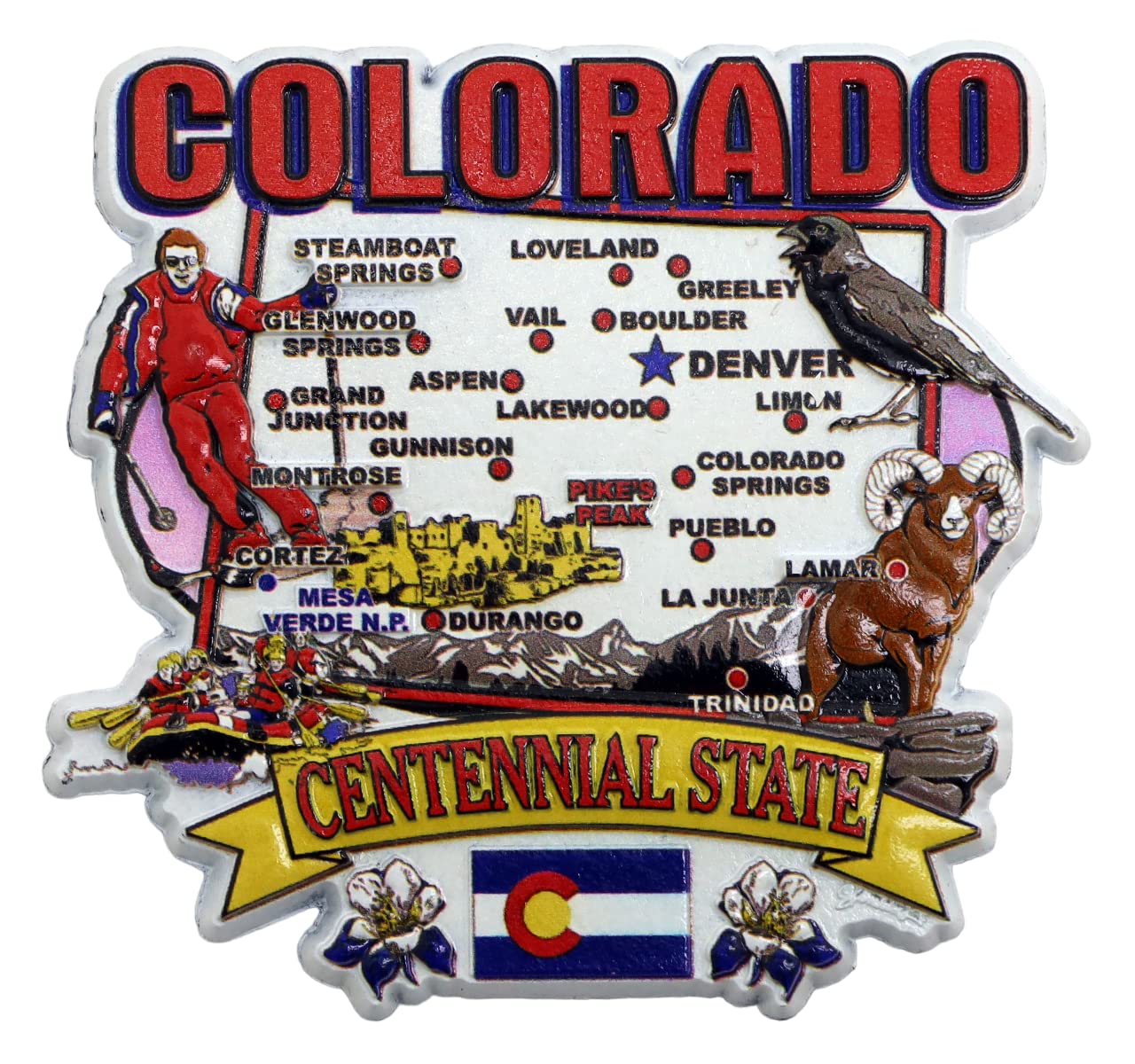Colorado State Elements Map Fridge Collectible Souvenir Magnet