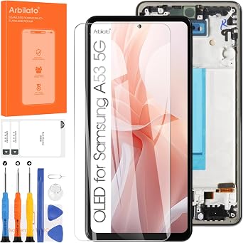 OLED Screen for Samsung Galaxy A53 5G Screen Replacement for Samsung A536 LCD Screen SM-A536B,SM-A536U Touch Display Digitizer Assembly Repair Parts with FrameBlack with FigerPrint Function