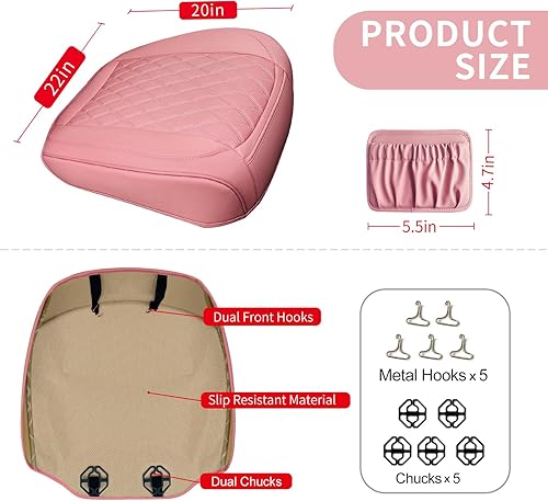Miniatura 2 de Paquete de 2 fundas de cuero para asiento delantero de automóvil, parte inferior del asiento del automóvil, antideslizantes y de envoltura completa,