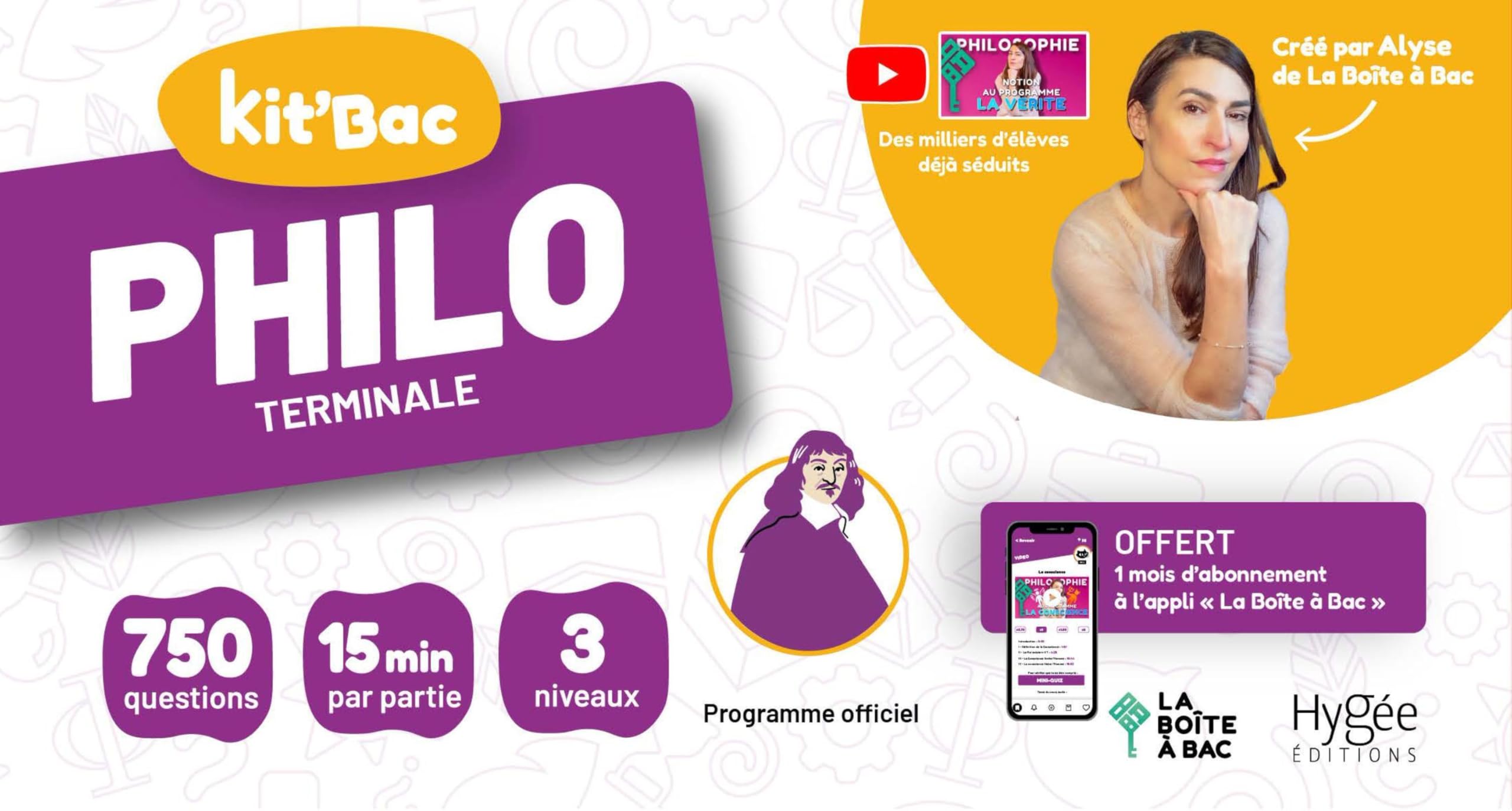Kit'Bac Philo Terminale générale et technologique: 350 cartes, 750 questions et un mois d'abonnement à l'appli La Boîte à Bac pour réviser tout le programme de philosophie en s'amusant