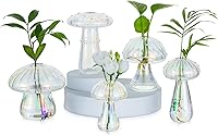 Vista 8 de Glasseam Macetero de vidrio de hongos para plantas: juego de 5 estaciones de propagación de plantas hechas a mano, pequeños tarros hidropónicos