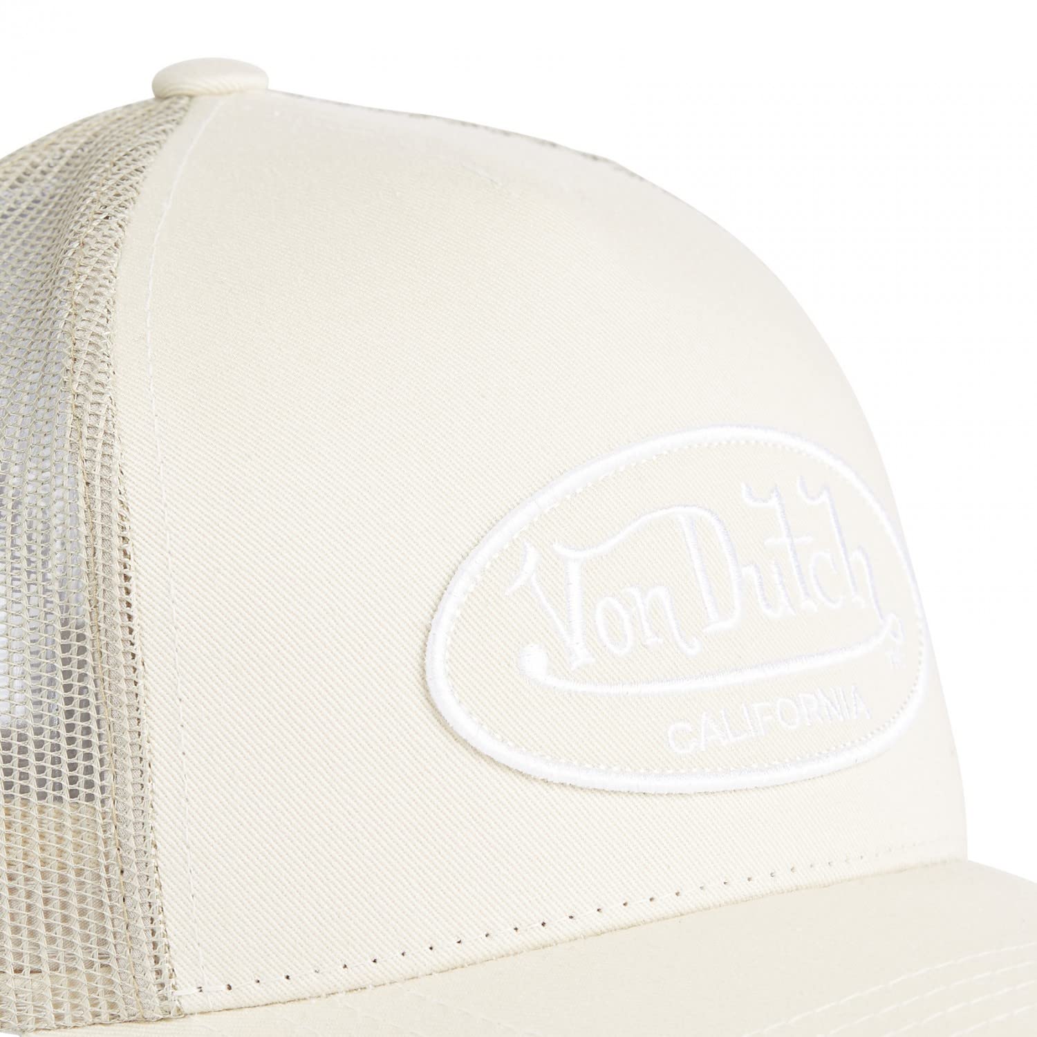 Von Dutch Casquette Homme & Femme Ajustable, Casquette Trucker Originale et Confortable, Taille TU - Beige/Blanc