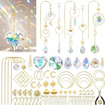 DIY Suncatchers, 260 pcs Sun Catchers Making Supplies Kit Art and Crafts for Adults Prism Hanging Decorative Suncatcher with Crystals Rainbow Maker for Indoor Windows Office Home Decor