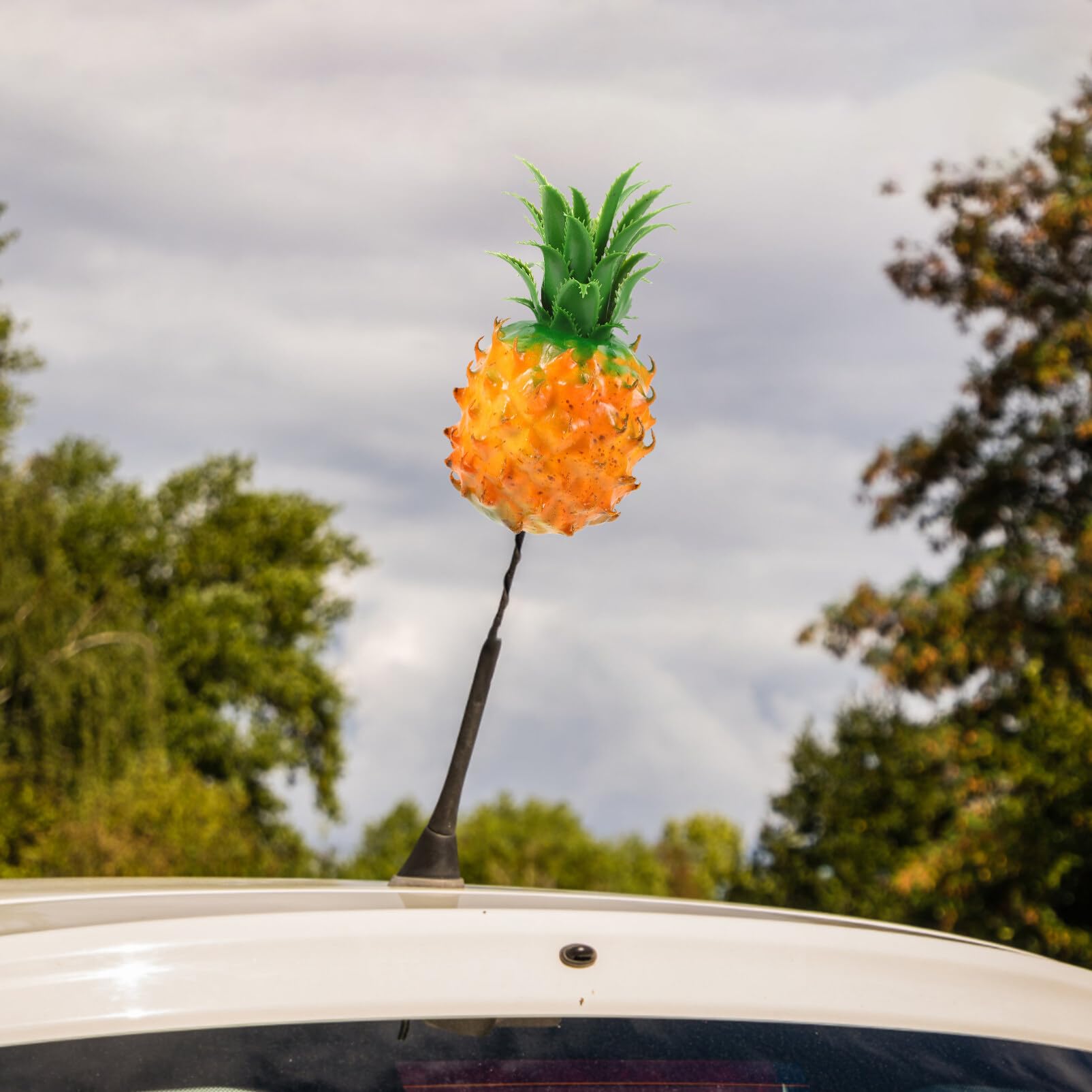 SOLUSTRE Antenna Topper Pineapple Ornaments, Funny Car Exterior Decoration Cartoon Pineapple Antenna Ball Auto Mirror Dangler for Auto Roof Vehicles Exterior Decoration, 20.00X9.00X9.00CM