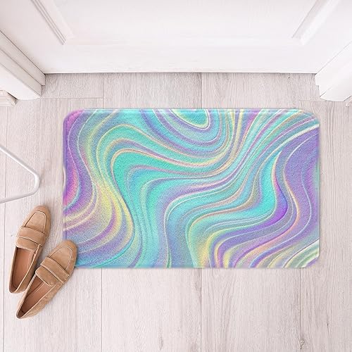 Vista 81 de Erosebridal Alfombras de baño azul marino para decoración de ducha, tapete de baño retro teñido anudado, tapete de puerta de vellón de acuarela