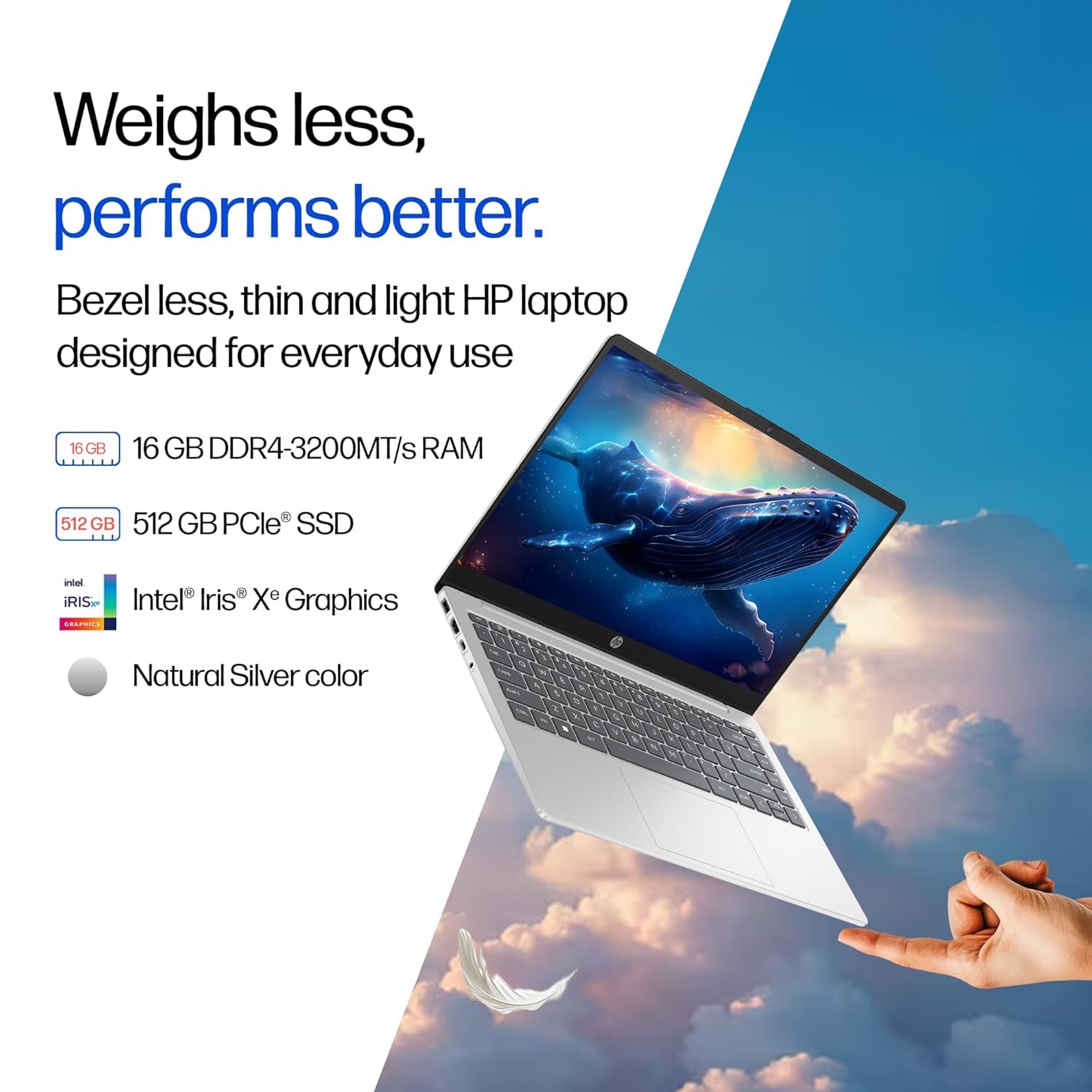 HP Premium EP Series (Intel 13th Gen Core i7-1355U, 16GB RAM, 512GB SSD, Win 11, MS Office 2024, Backlit KB, FHD Camera, 14''/35.6cm Anti-Glare Micro-Edge Display, Lightweight 1.4kg, Silver) EP0159TU — Amazon image 3