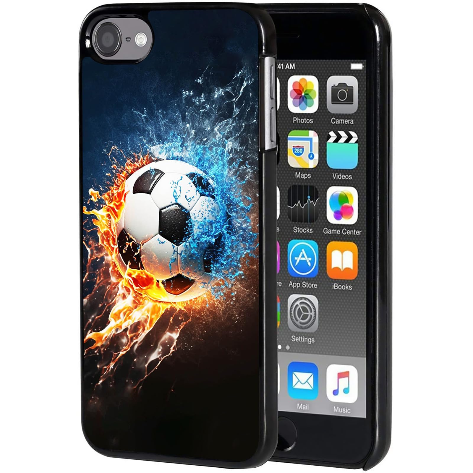 for iPod Touch 7 Case,Touch 6/5 Case,AIRWEE Slim Back Cover Hard Plastic Protector Case for Apple iPod Touch 5th/6th/7th Generation for Women Girl Men, Soccer Ball