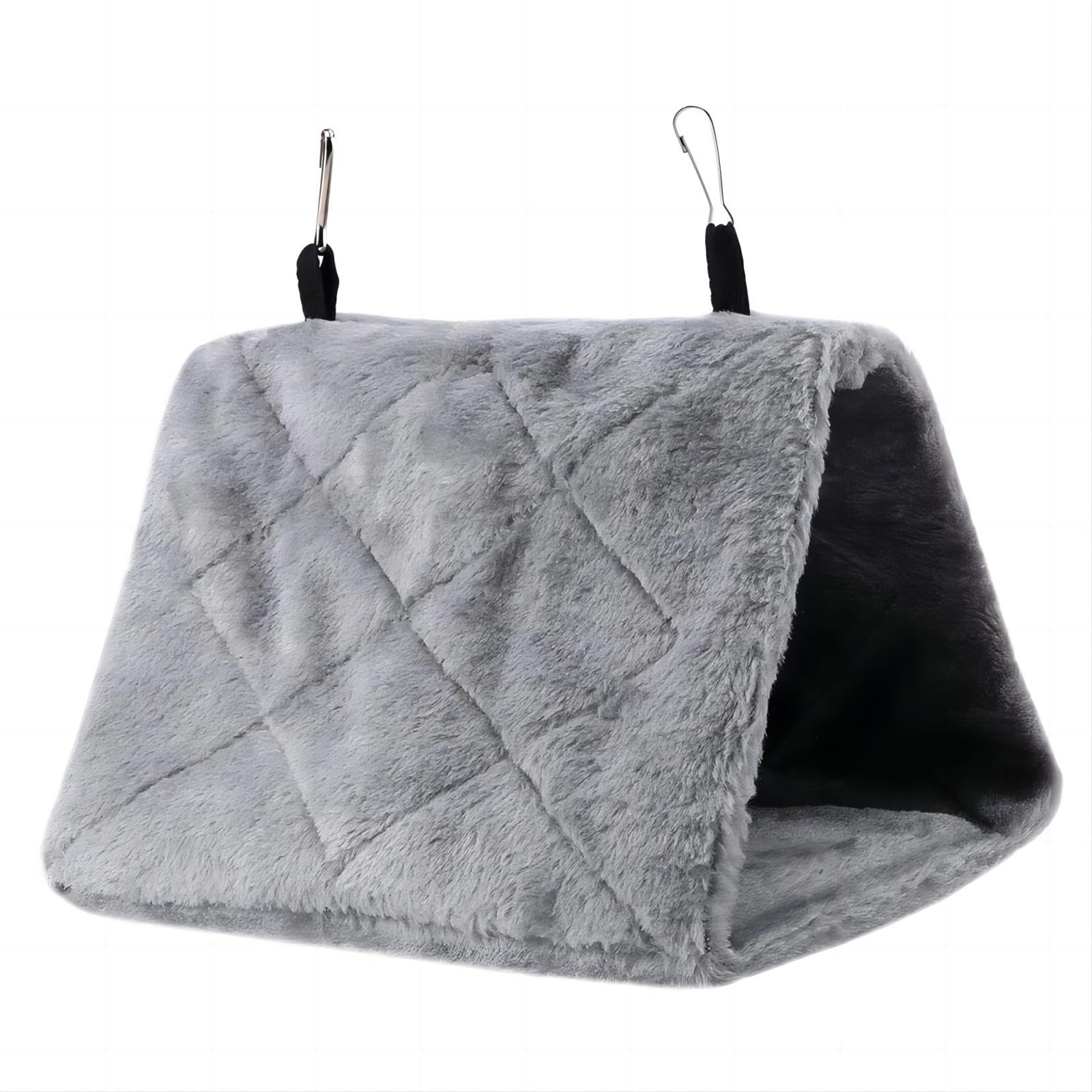 VIFER Jaula Colgante para Pájaros, Hamaca de Felpa Aves Nido Suave Agapornis Cama para Pájaros, Loro, Invierno Cálido Cama, Juguete para Mascotas (S-Gris)