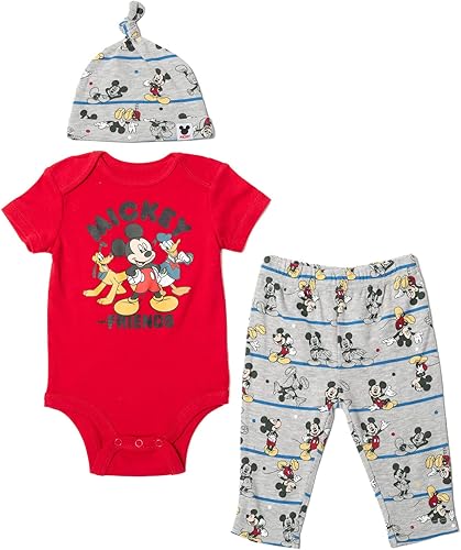 Disney Mickey Mouse Pluto Donald Duck - Conjunto de 3 piezas para bebé recién nacido a bebé