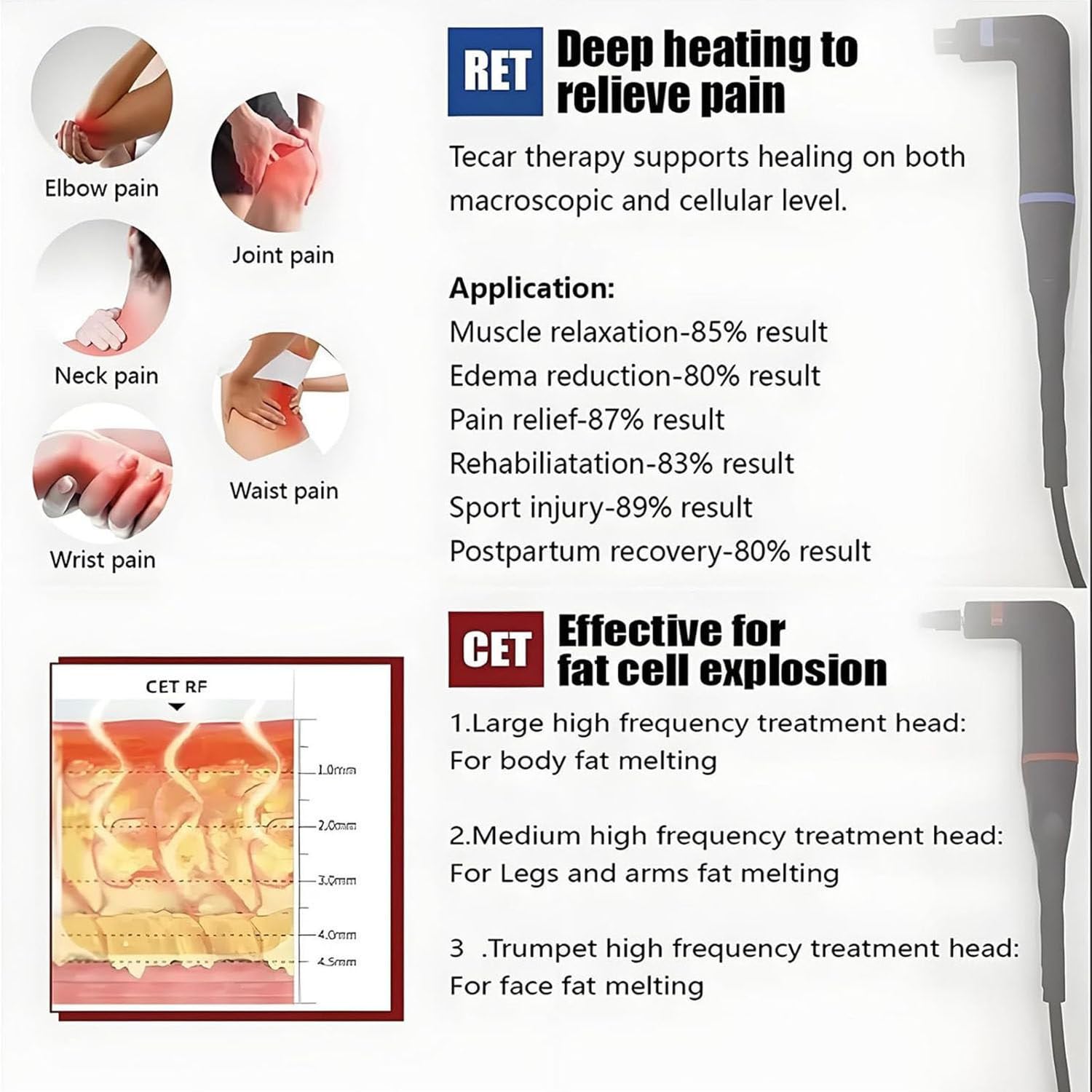 448khz Indiba RET CET Tecar Therapy Rf Tecar Macchina per terapia di sollievo profondo dal dolore Radiofrequenza Fisioterapia Ablazione Perdita di peso Macchina a trasferimento elettrico capacitivo RF