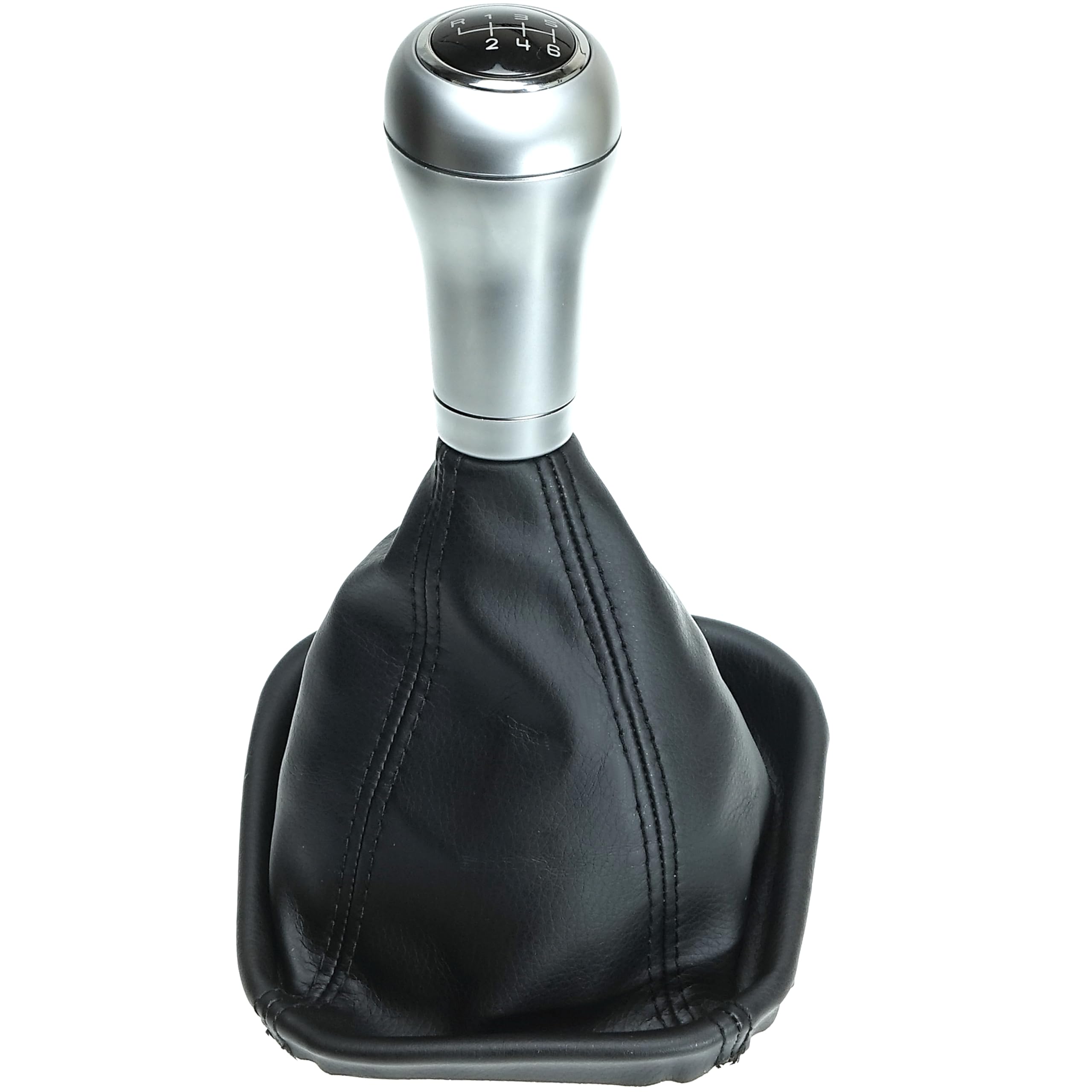 Pomello del cambio in alluminio argento + cuffia + telaio 6 marce compatibile con Mercedes Classe C: W203 S203 (2004-2007 solo Facelift, classe CLK W209 (2004-2008) solo Facelift!