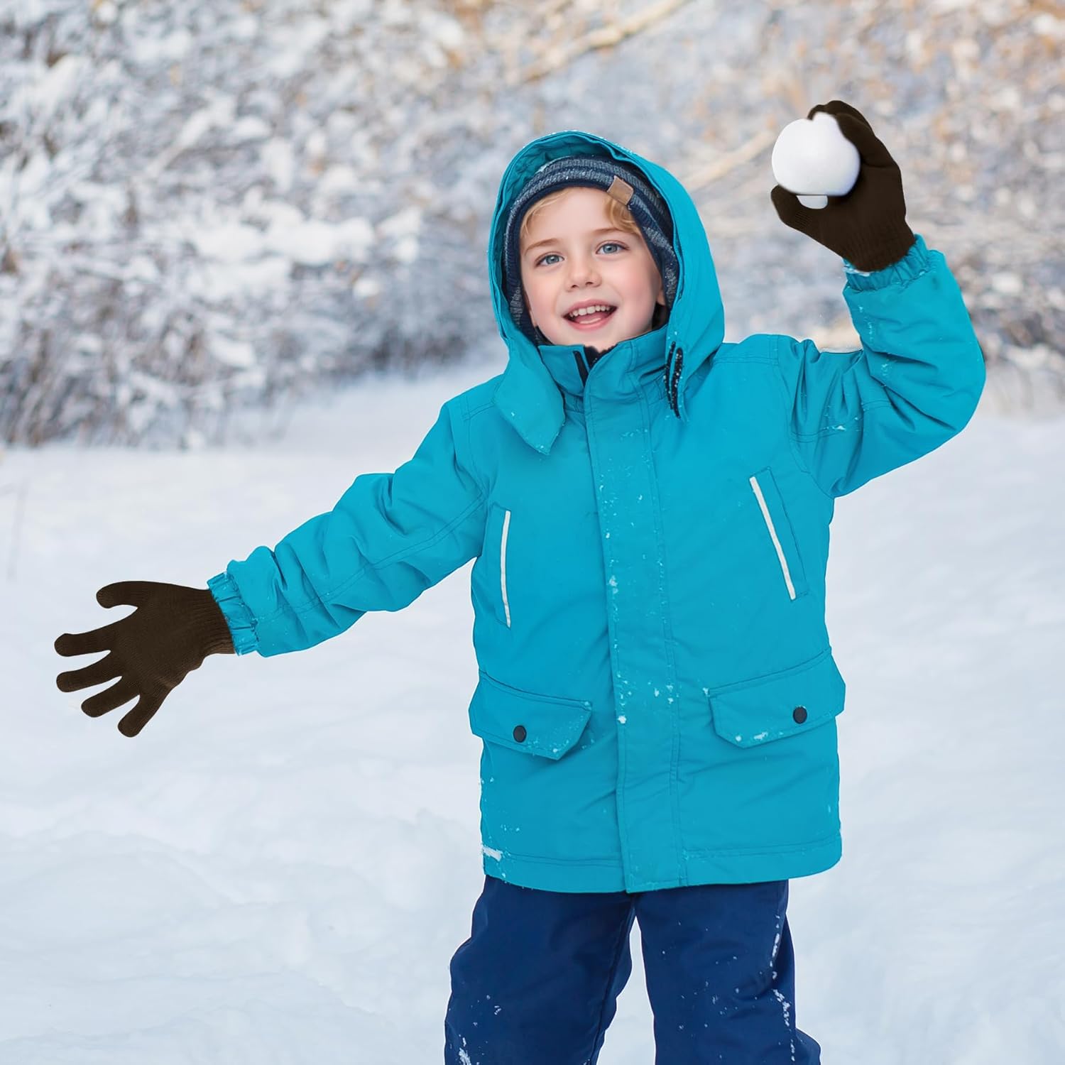 jiebor 12 Pairs Kids Warm Winter Knit Gloves for Boys Girls Children Kids - Image 6