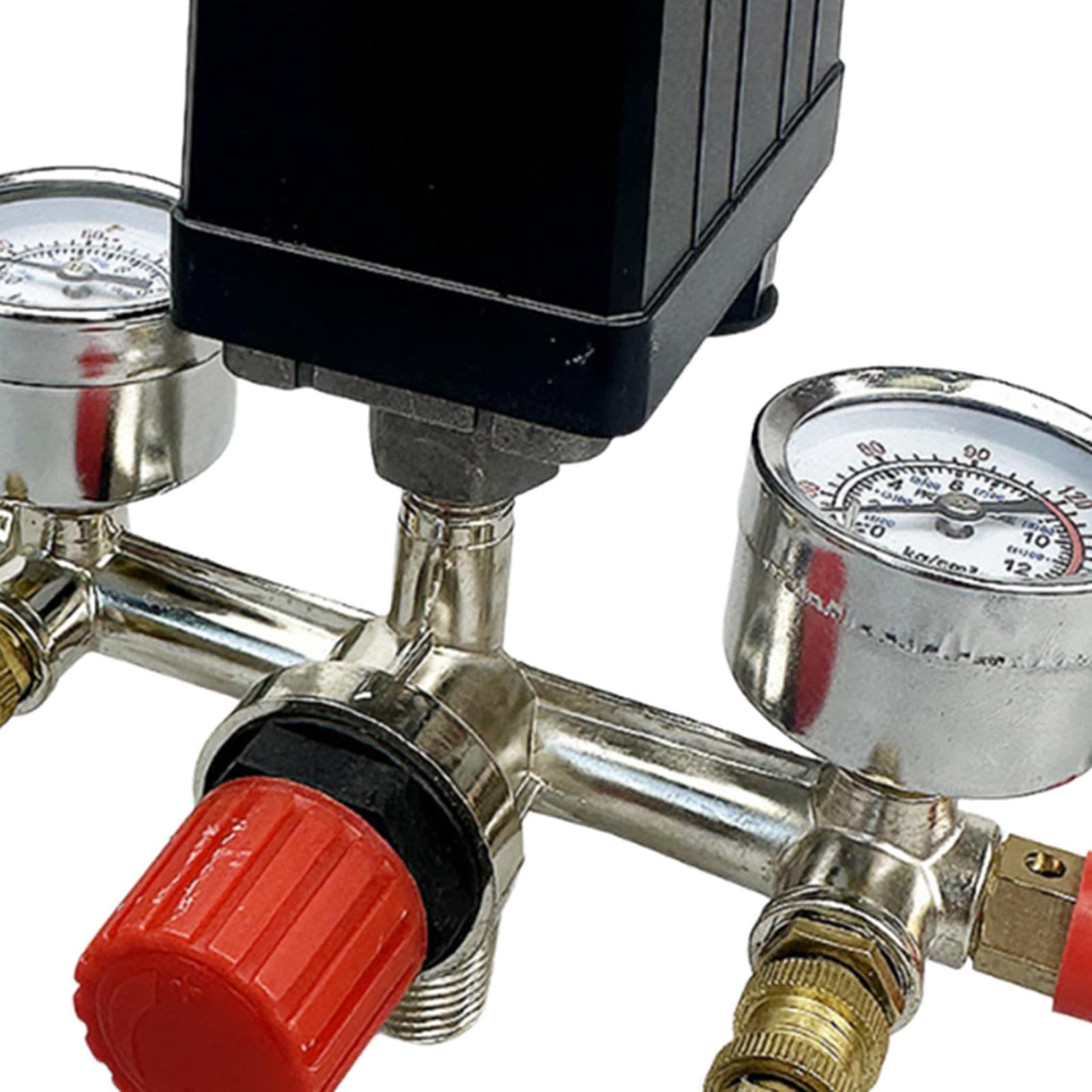 F Fityle Válvula de control del interruptor de presión del compresor de Control de presión preciso Robusto Multiuso claras Mejorado 90-120 PSI, Calibre de Cromado