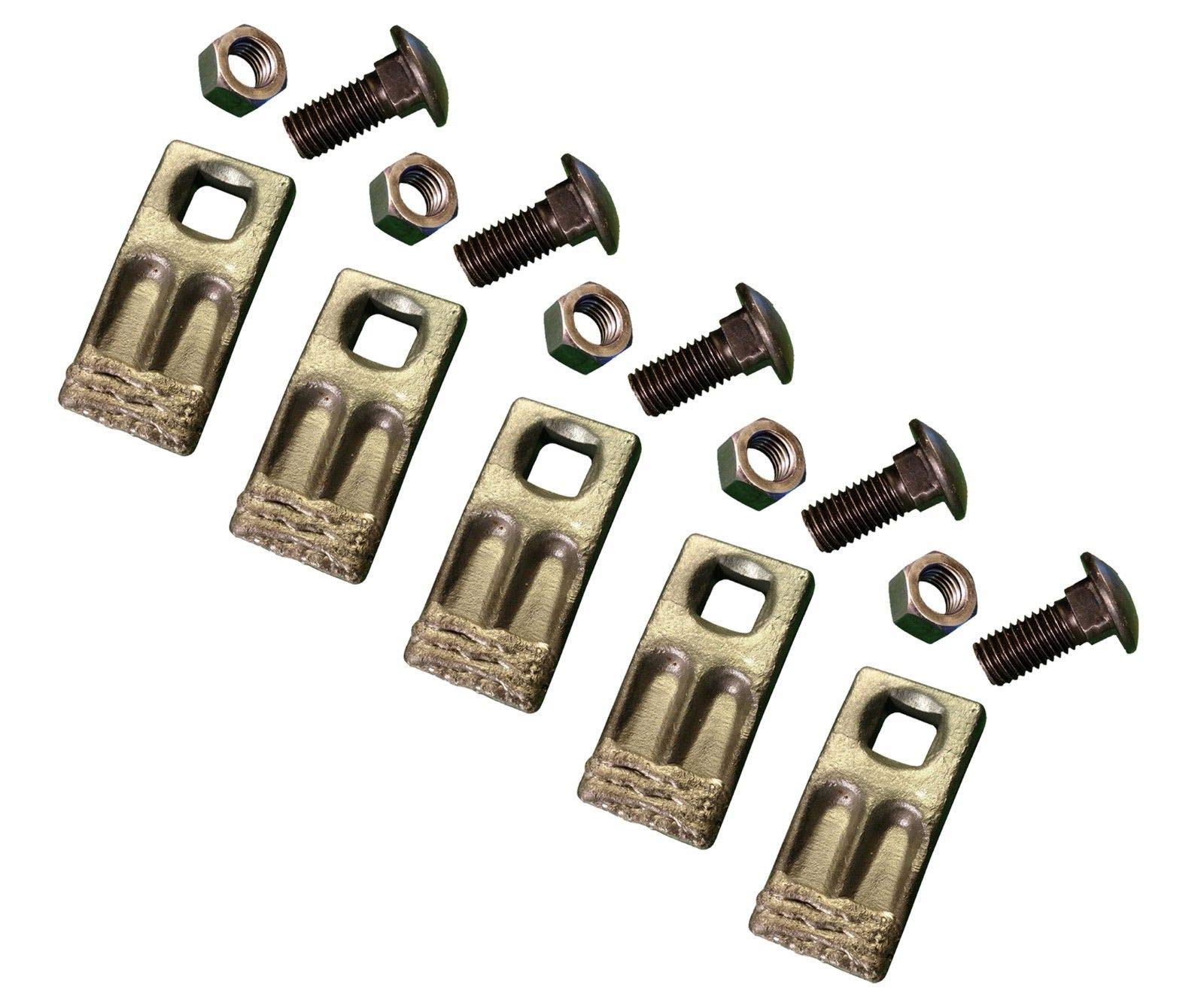 5 - Square Hole Replacement Hardfaced Auger Teeth w/Hardware - BC58F-HF-I