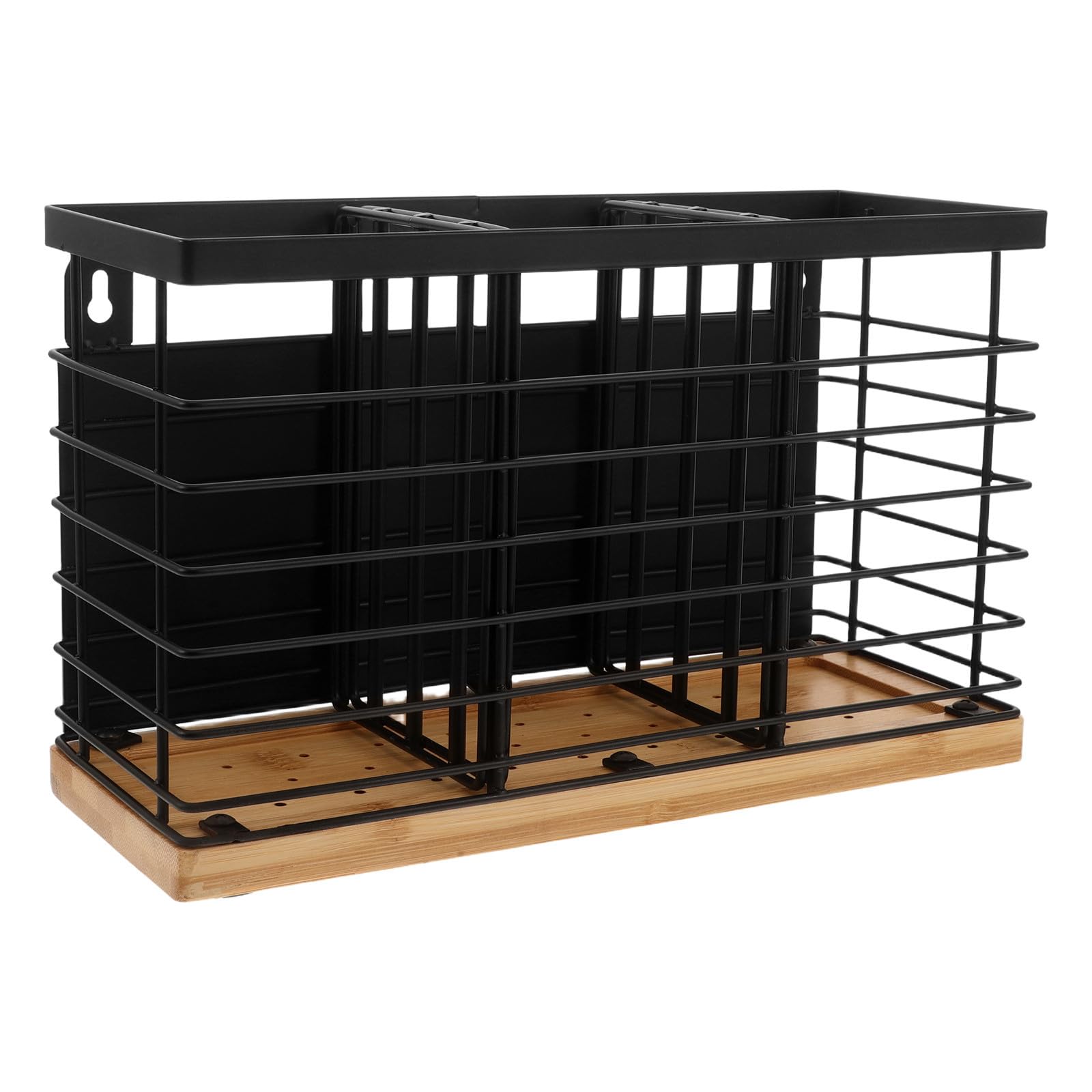 PRETYZOOM Organisateur de Couverts Rustique en Bois et Fer, Fixation