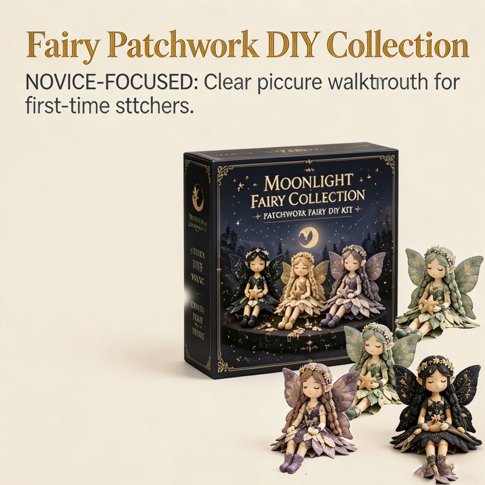 HYPYXUS Collezione fai da te patchwork di fate, divertente kit da cucito patchwork di fate, crea 4 bambole di stoffa da elfo alato per principianti, regalo per gli amanti dell'artigianato (7pcs)