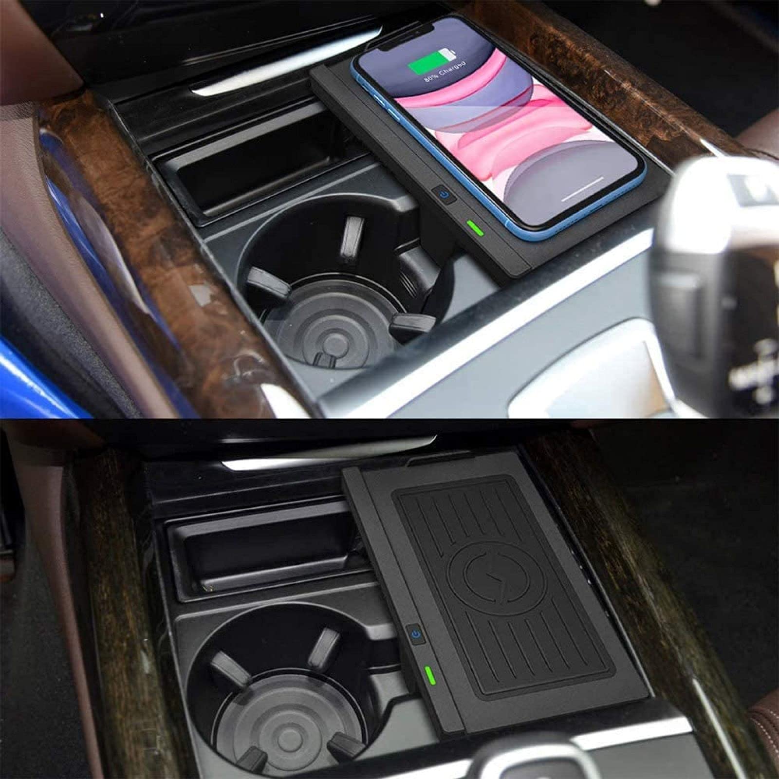 Cargador inalámbrico para coche X5 X6 2018 2017 2016 2015 2014, 10 W, carga rápida Qi, almohadilla de carga para teléfono, panel de accesorios de consola central, mini cargador de carga rápida co