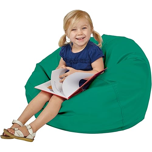 Factory Direct Partners 10477-GN SoftScape Classic 26" Junior Bean Bag Chair, Furniture for Kids, Libraries or Home - Green