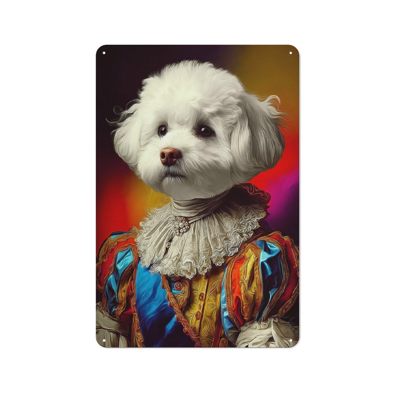 Junmoney Regal Poodle Portrait Art Retro Metal Wall Sign 30X20cm For Man Cave Or Games Room, For Man Cave Decor Fans Refreshing A Room In Autumn