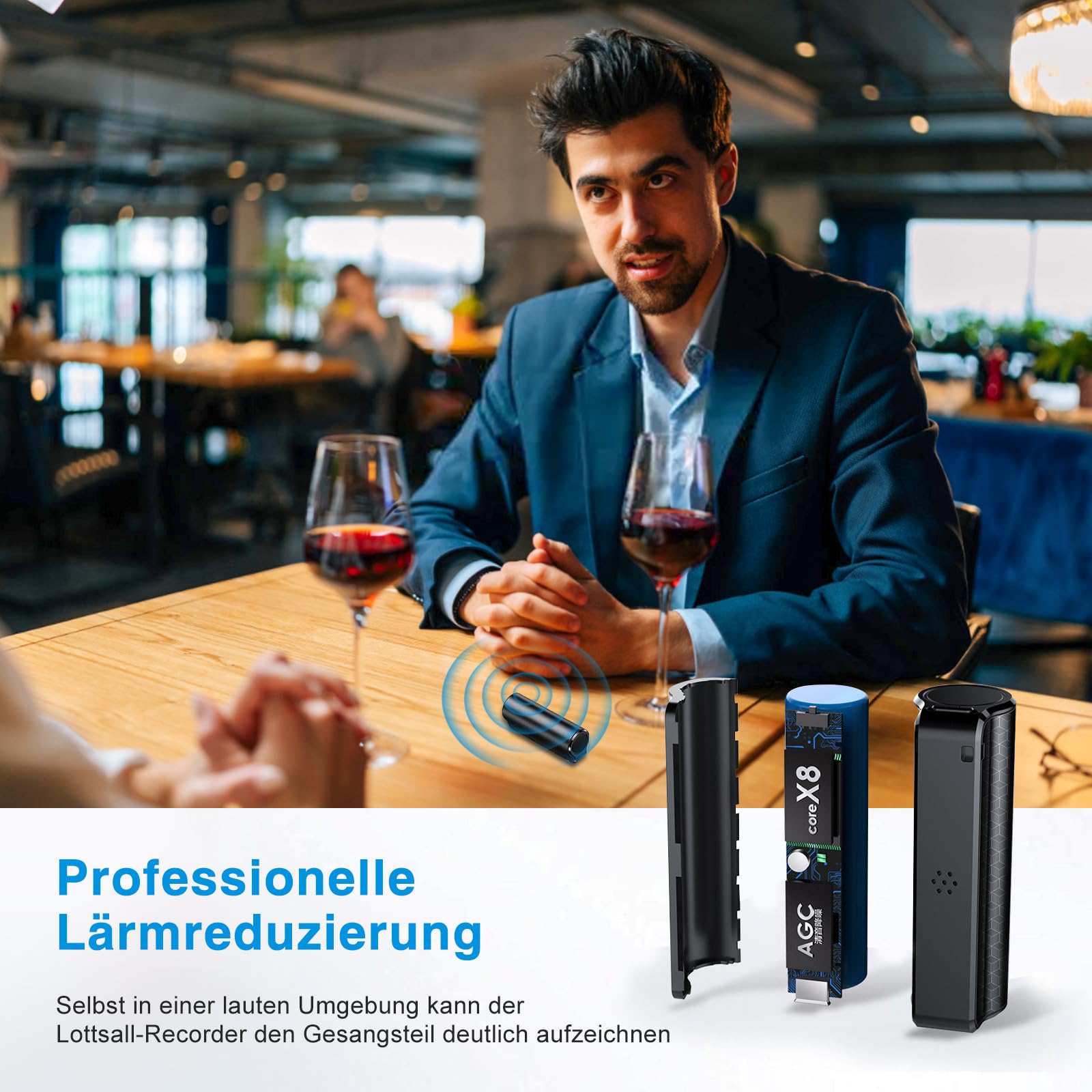 Registratore Vocale Digitale 64GB - 750 Ore Di Registrazione, 30 Ore Autonomia, Riduzione Rumore IA - Foto 7