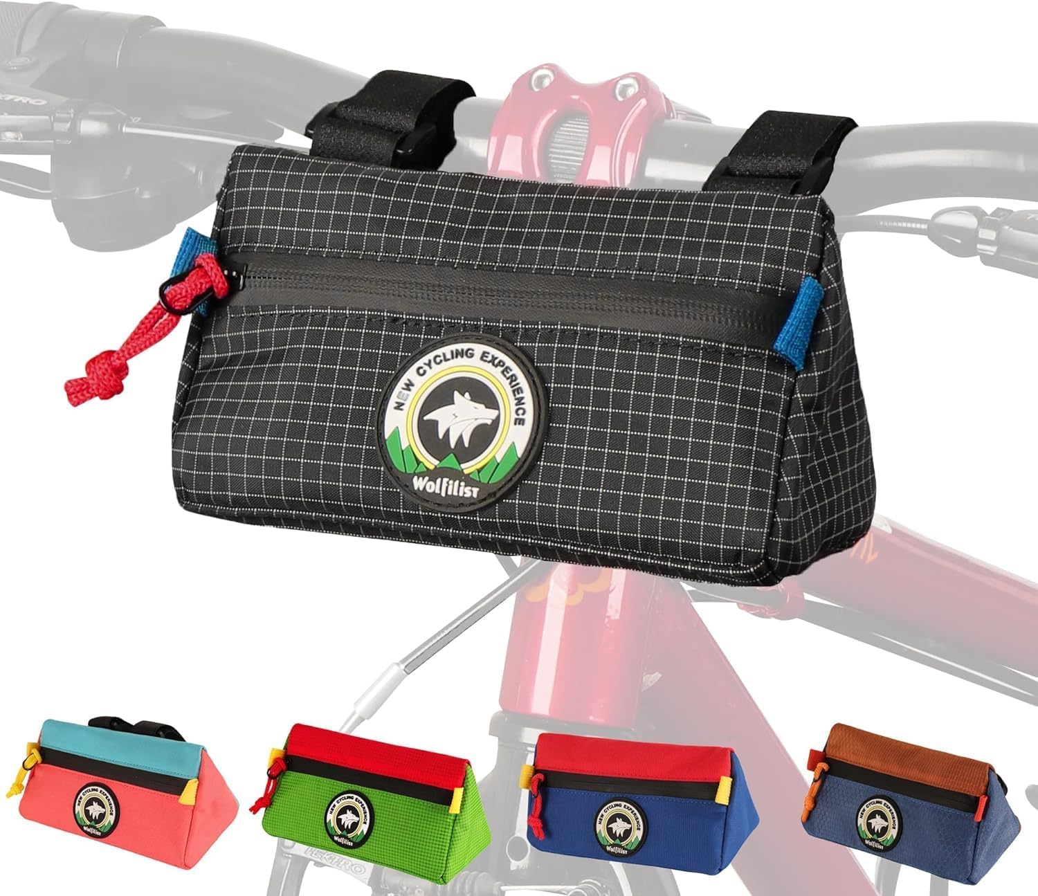 HTU Bike Handlebar Bag Kids Bicycle Front Basket Pack Waterproof Bikes Bag Mountain Bike Small Bicycle Handle Bar Bag for Boys Girls Men Women