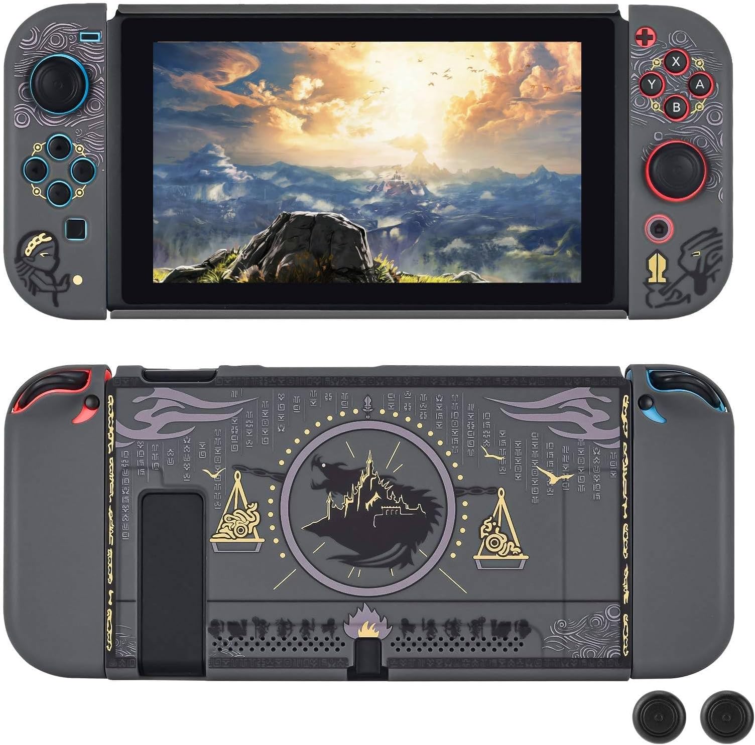 DLseego Protective Case Compatible with Switch,Soft Touch Hard Shell Grip Cover with 2 Pcs Thumb Grips,Shockproof and Anti-Scratch Design Protective Cover Case Skin for Switch-Zelda