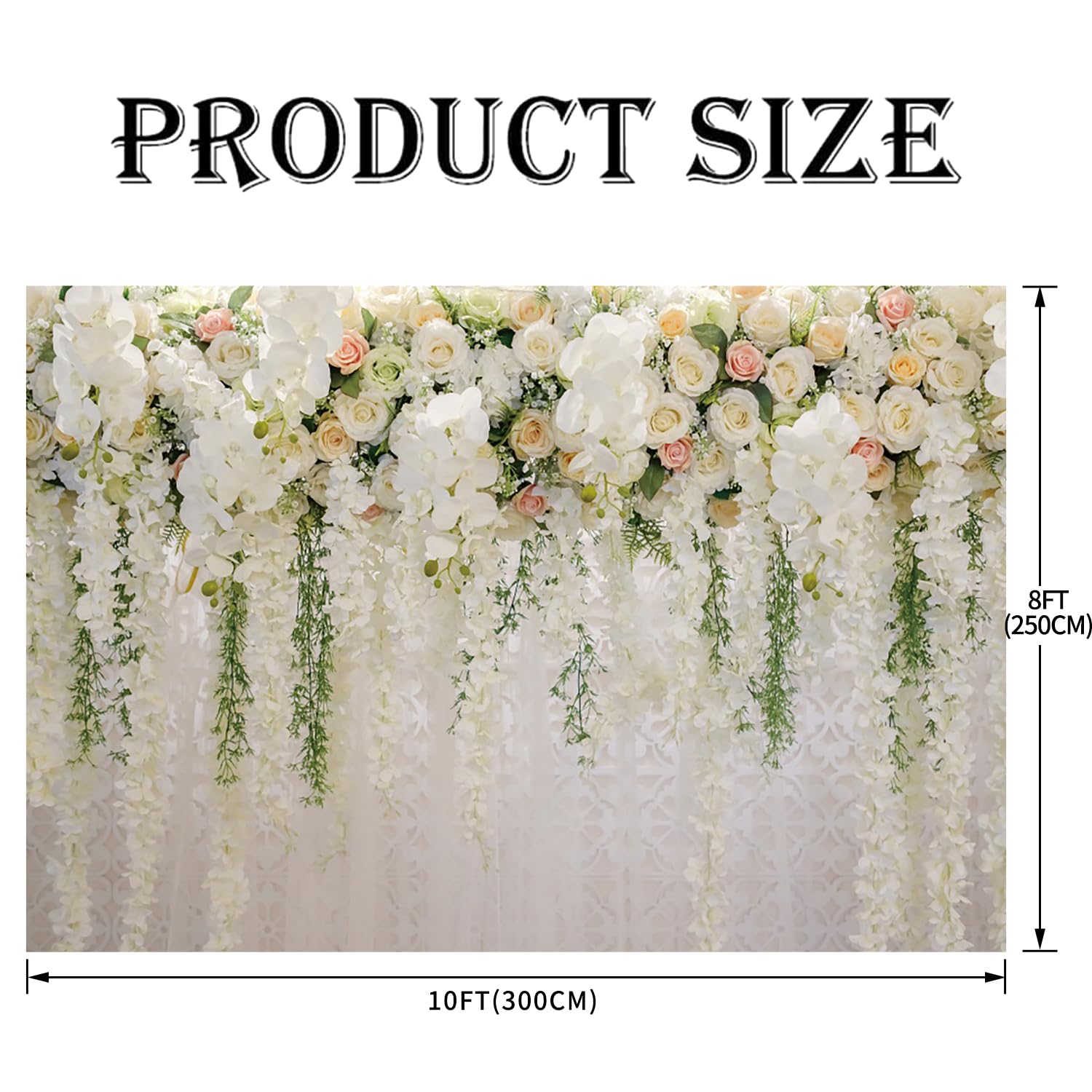 Yeele 3D Hochzeits-Hintergrund – Rosa-weiße Rosen Blumen Wand, 3x2 M, Vinyl-Stoff, Für Fotografie, Partys & Events