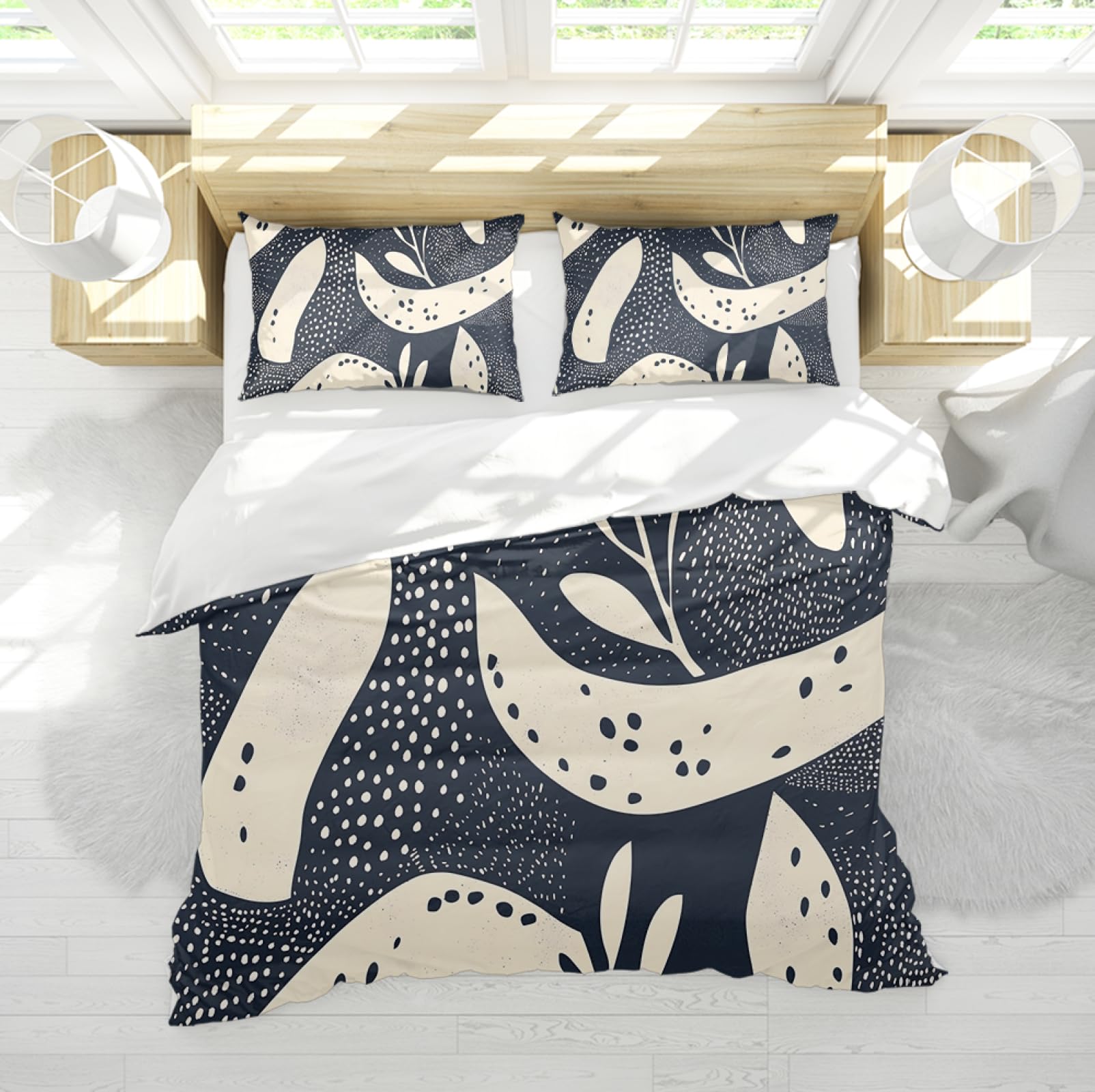 Parure de lit géométrique abstraite de qualité supérieure avec housse de couette légère 200x200