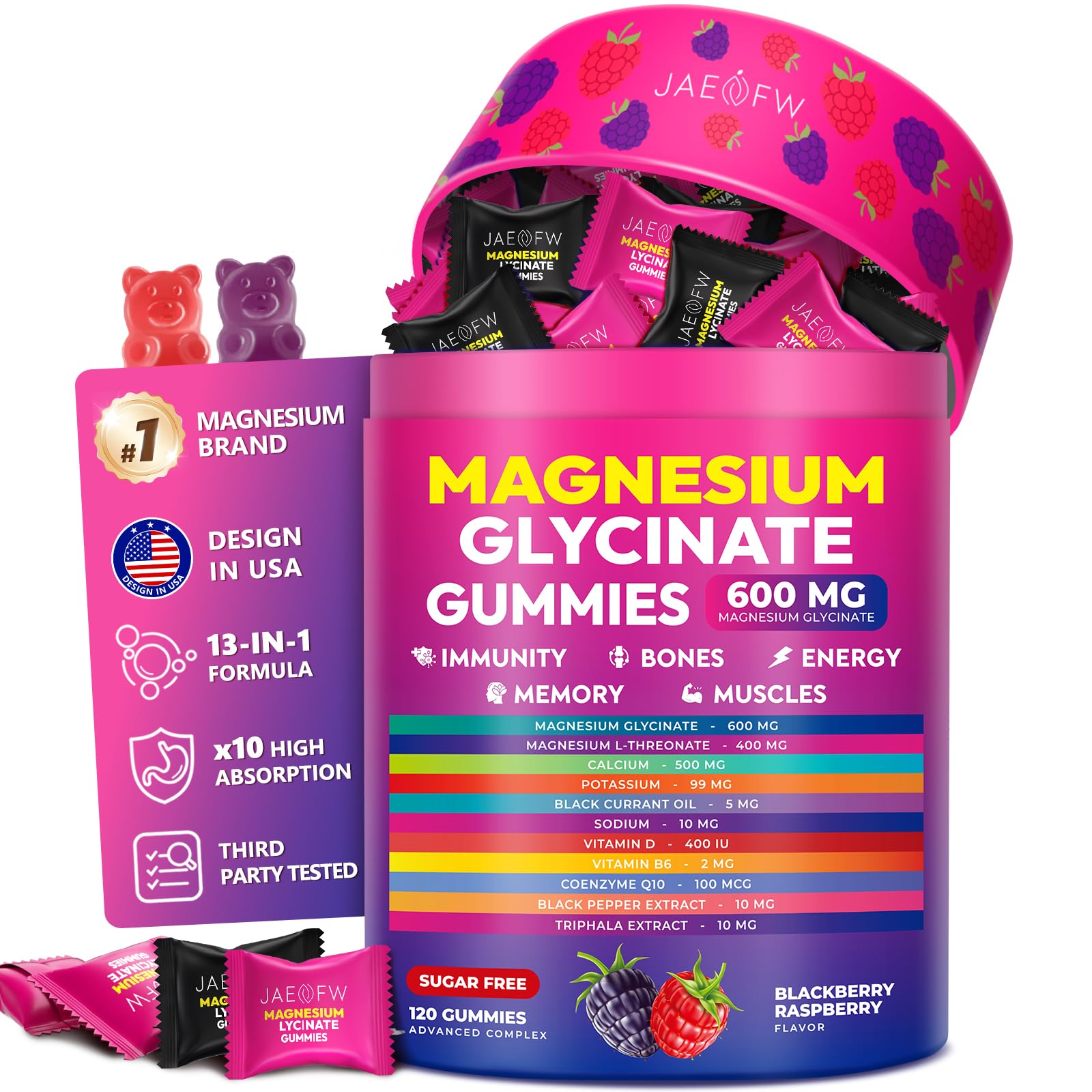 Magnesium Glycinate Gummies 600mg – High Absorption Dual Magnesium Complex
