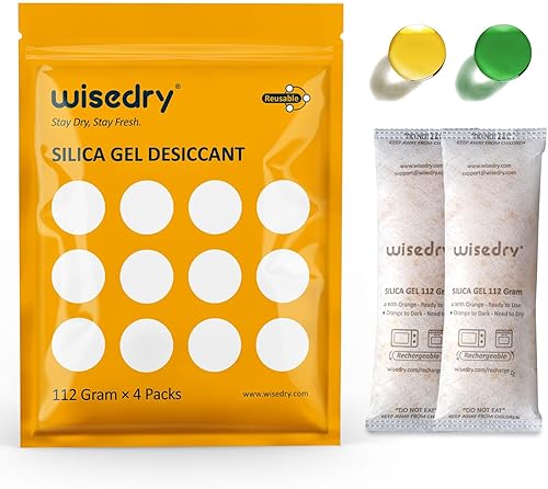 Miniatura 9 de wisedry 4 x 500 Gramos [1.98 lbs] Deshumidificador de Gel de Sílice Recargable para Coche, Paquetes Desecantes Reactivados Rápidamente en