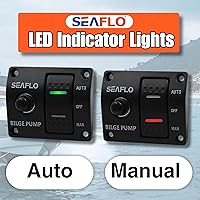 Vista 2 de SEAFLO Panel de interruptores de bomba de sentina de 3 vías (automático-apagado manual) 12v 24v con disyuntor integrado de 15 A