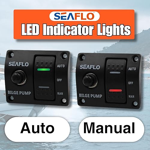 Miniatura 2 de SEAFLO Panel de interruptores de bomba de sentina de 3 vías (automático-apagado manual) 12v 24v con disyuntor integrado de 15 A