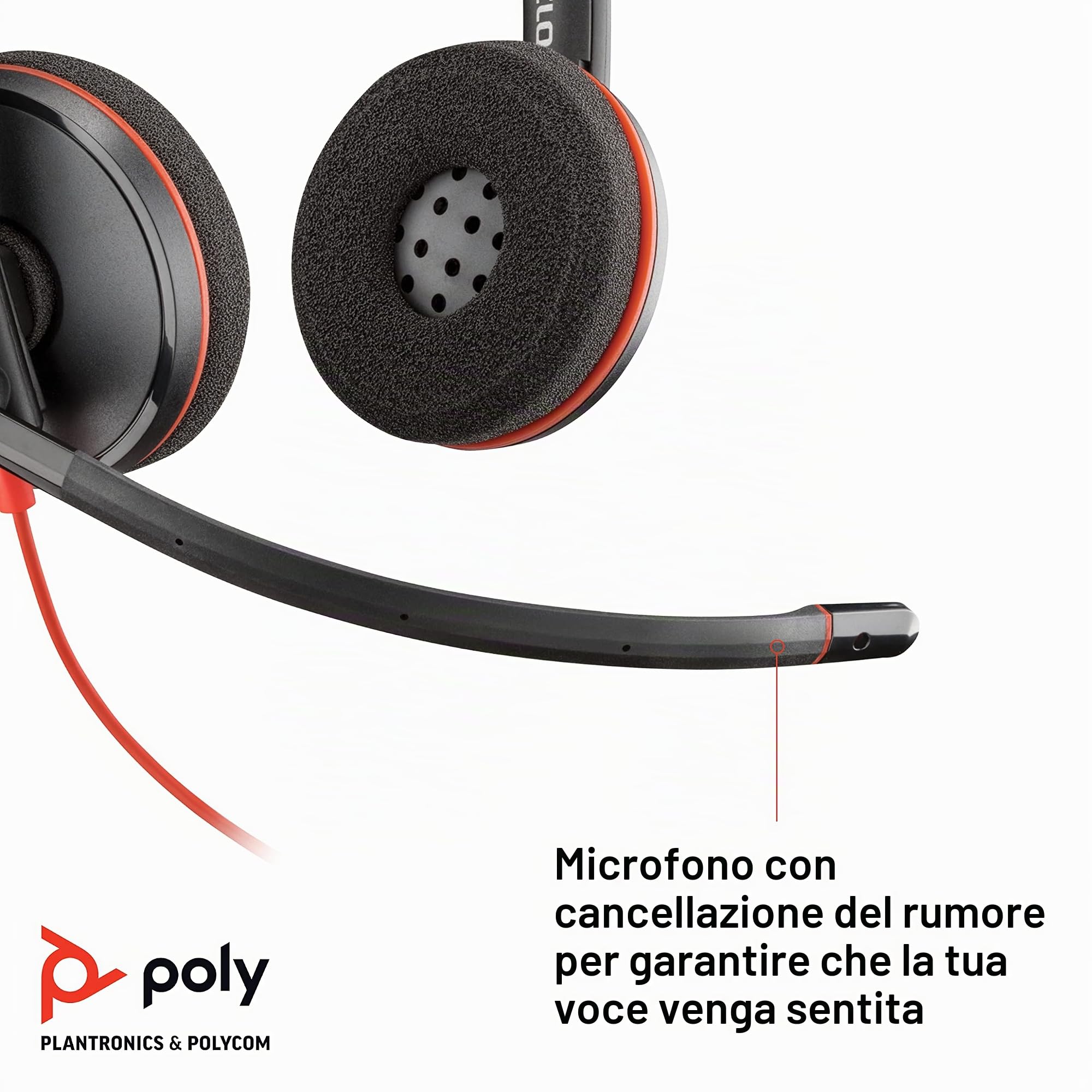 Plantronics - Blackwire 3220 - Cuffie cablate a doppio orecchio (stereo) con microfono a braccio - USB-C per la connessione a PC o Mac